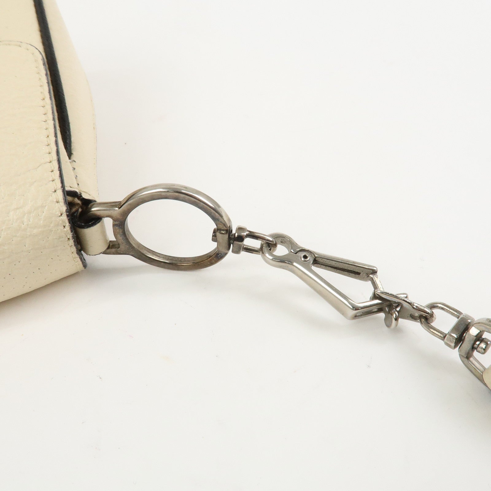 PRADA Logo Leather Shoulder Bag Hand Bag Ivory