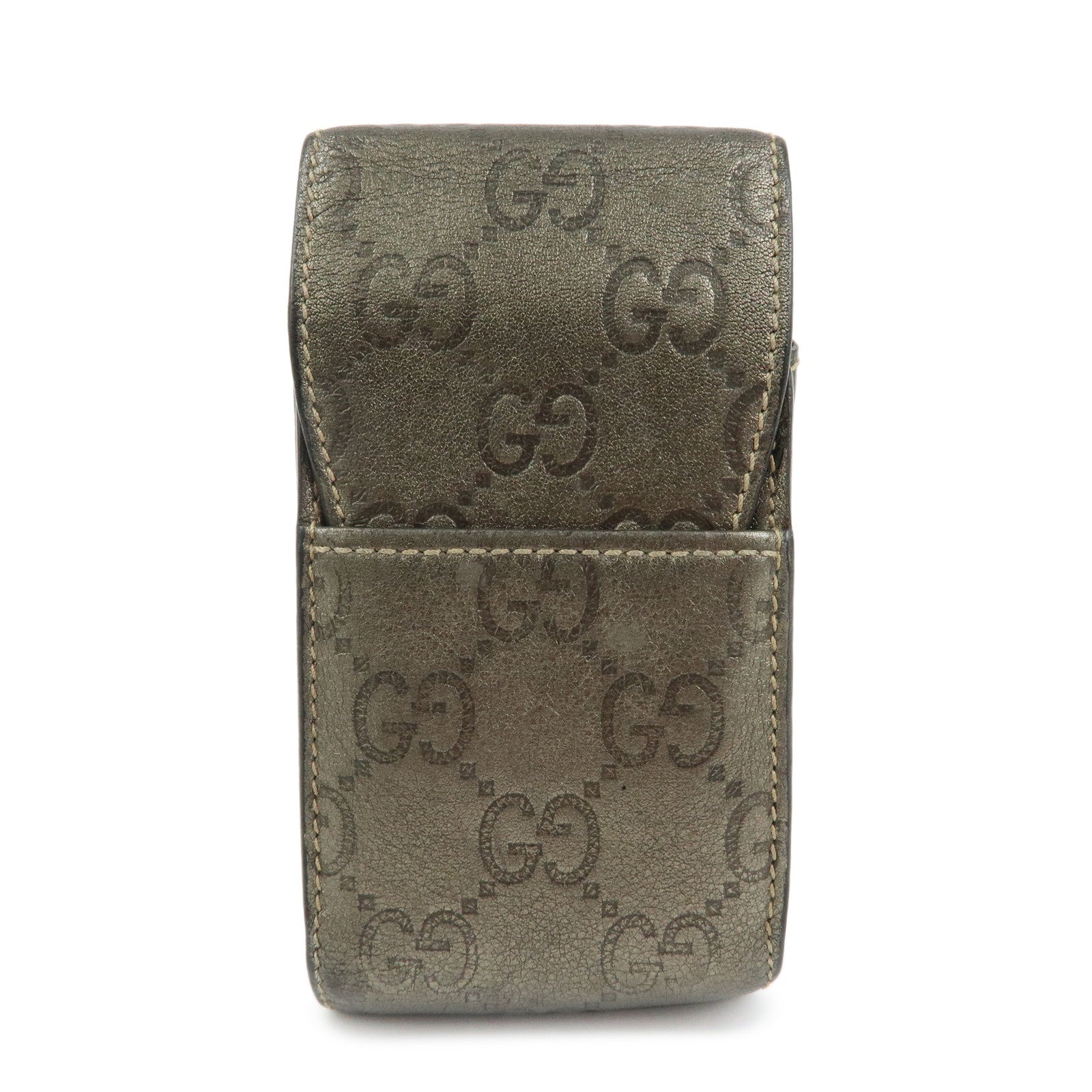 GUCCI Guccissima Leather Cigarette Case Gunmetal 181716