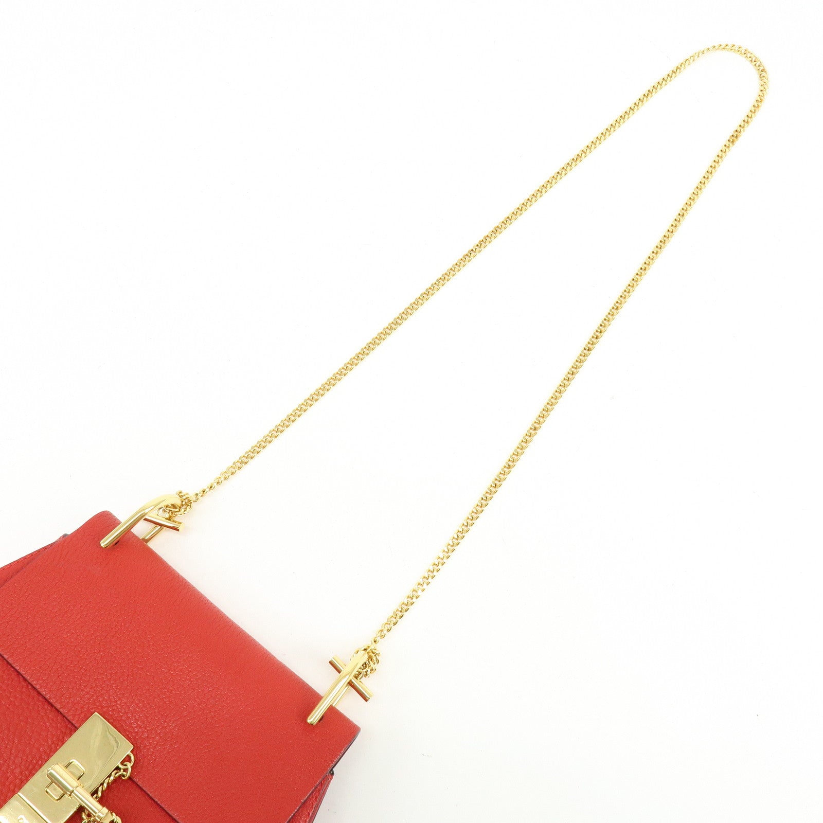 Chloe Drew Leather Chain Shoulder Bag Crossbody Bag Red
