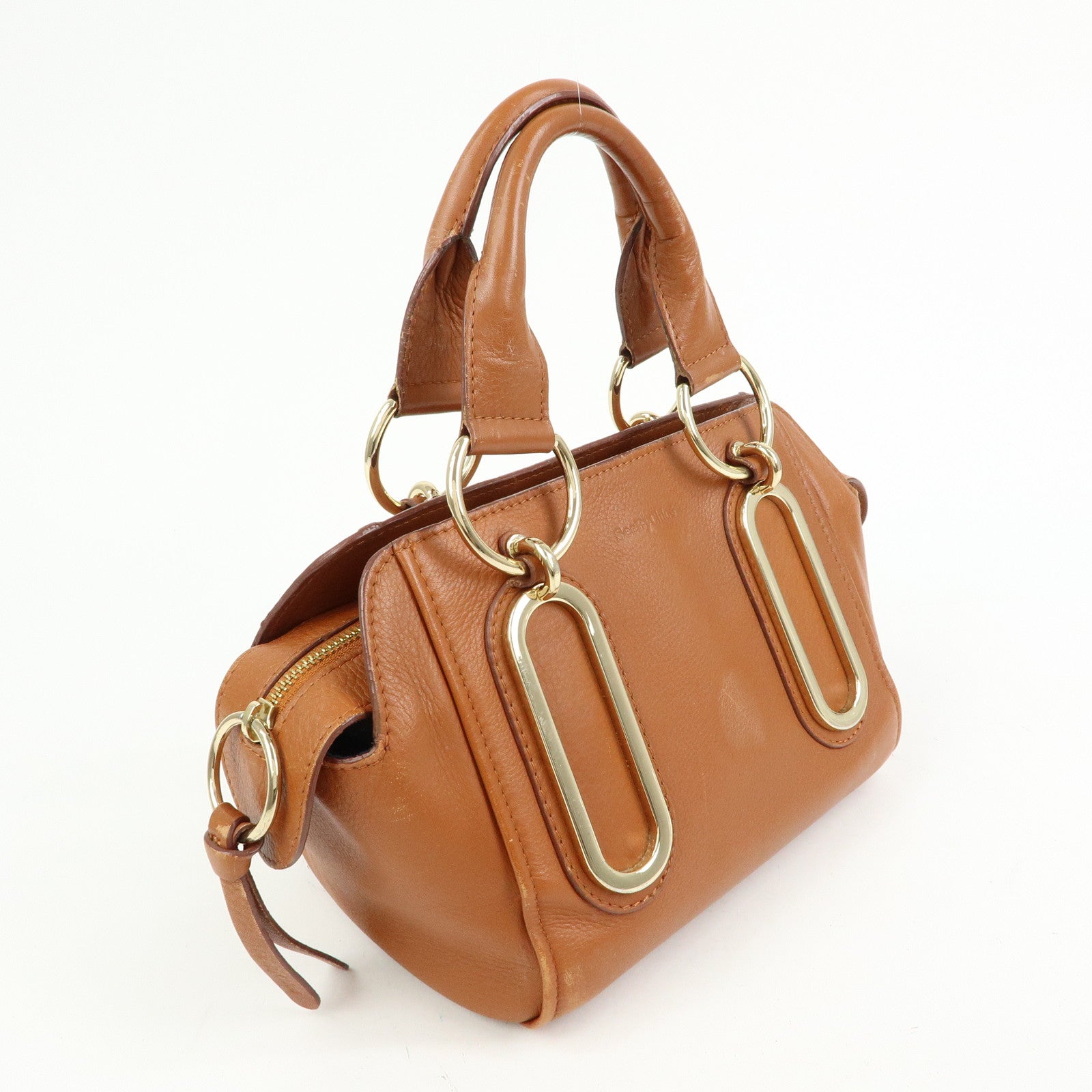 Chloe See by Chloe Page Leather 2Way Bag Hand Bag Brown