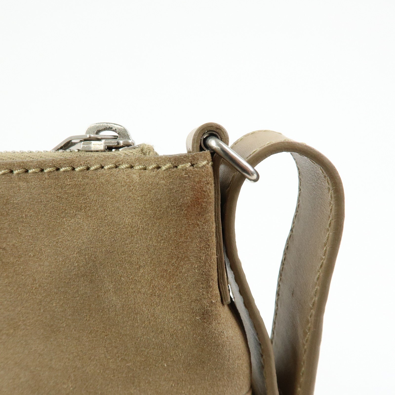 SAINT LAURENT PARIS Suede Leather Shoulder Crossbody Bag Beige