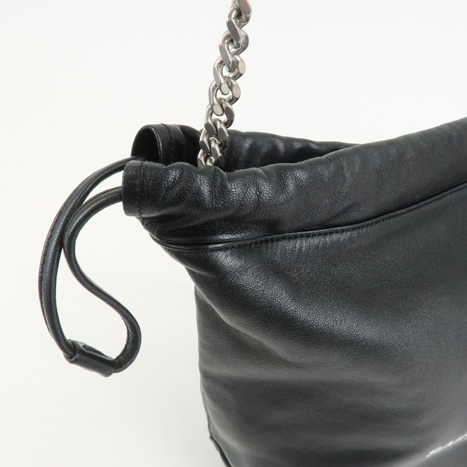 SAINT LAURENT PARIS TEDDY Lamb Skin Shoulder Bag Black 538447