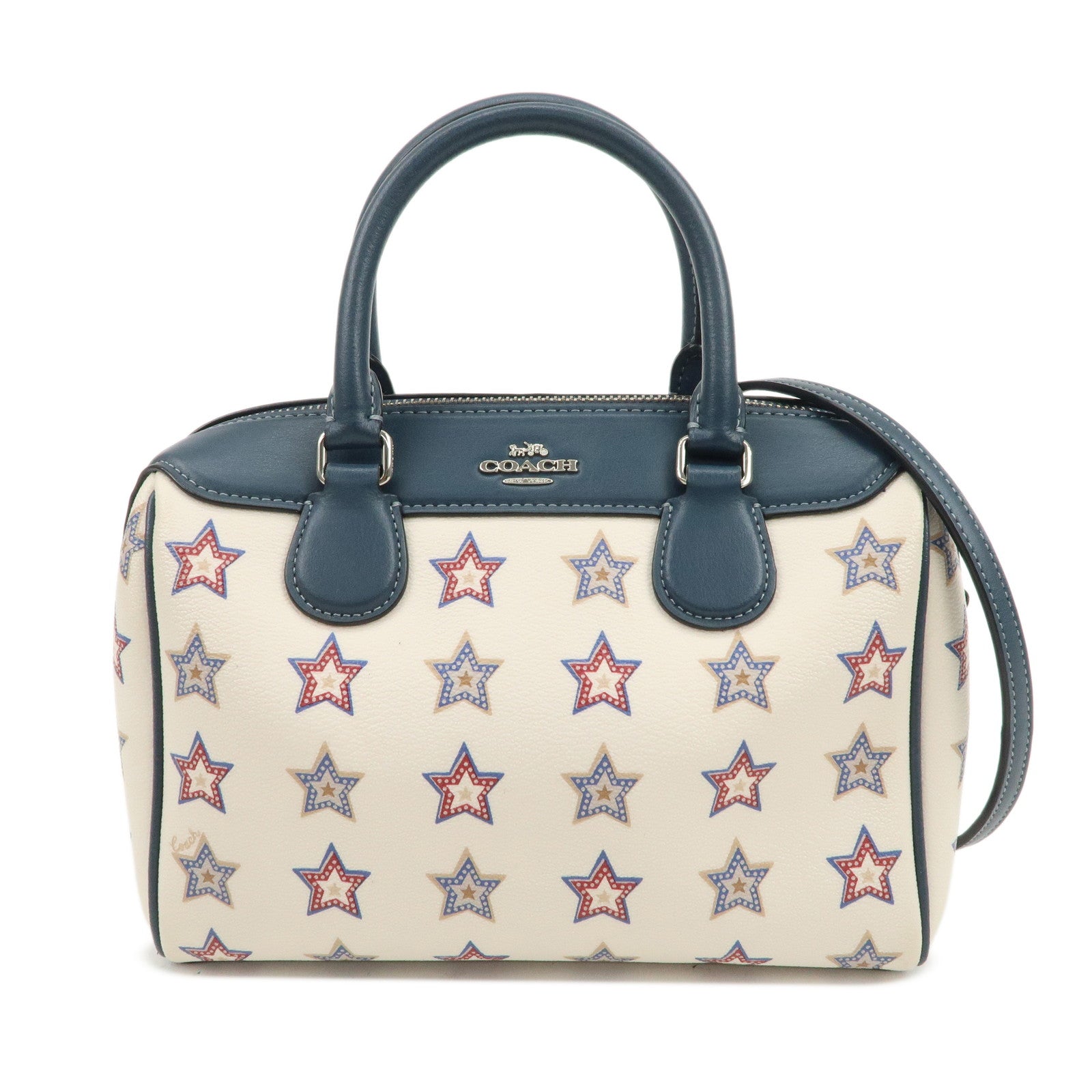 COACH PVC Leather 2Way Shoulder Bag Hand Bag Star White