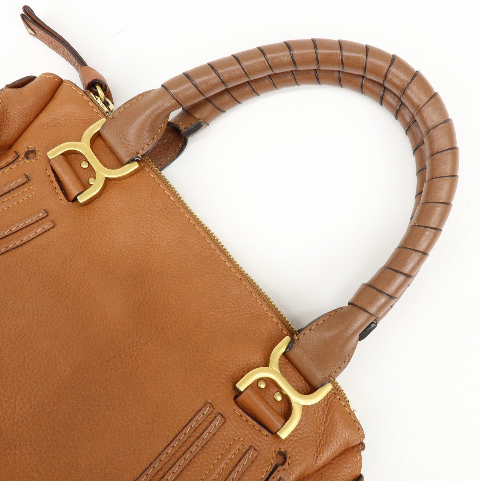 Chloe Marcie Leather Tote Bag Hand Bag Shoulder Bag Brown