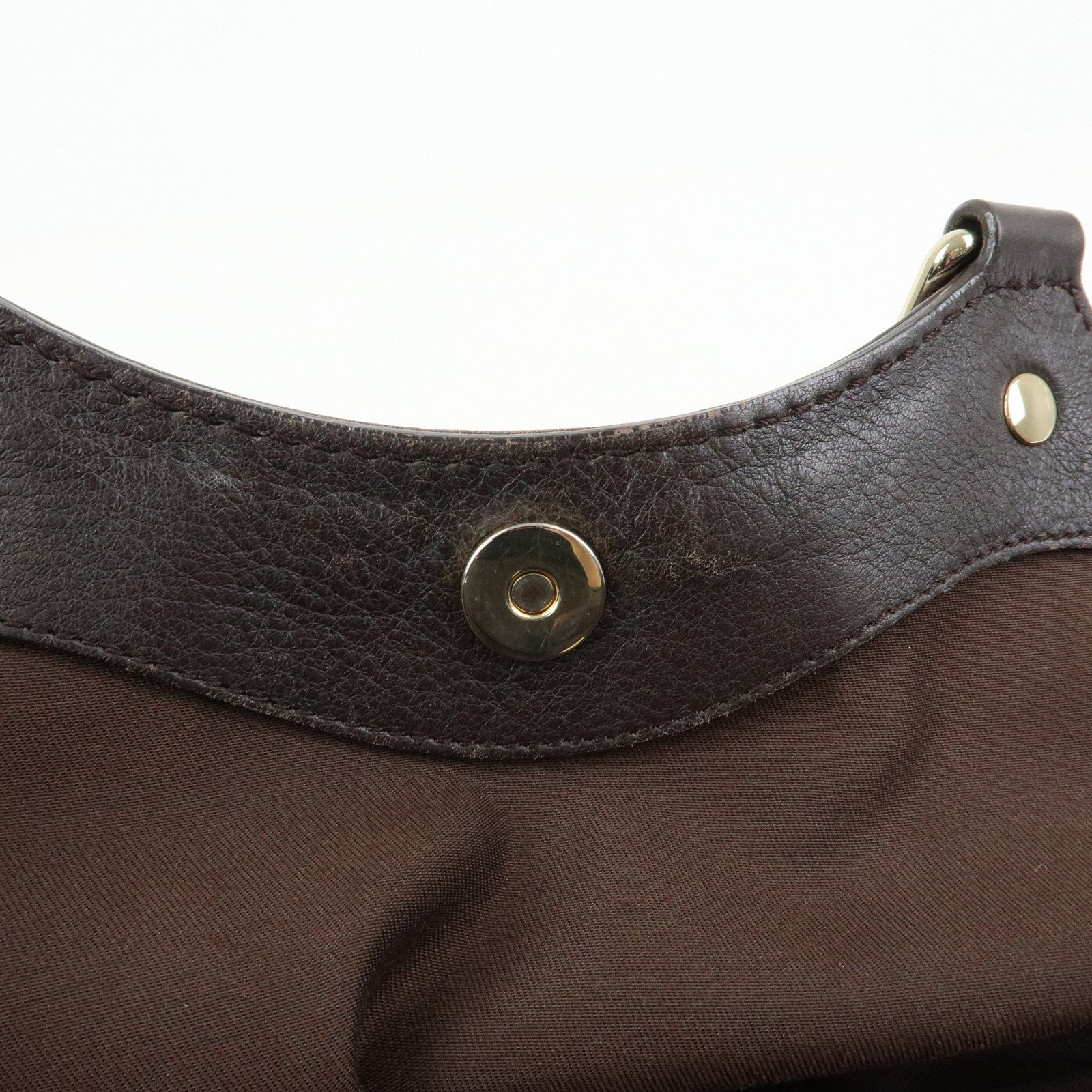 GUCCI GG Canvas Leather Tote Bag Hand Bag Dark Brown Beige 211944