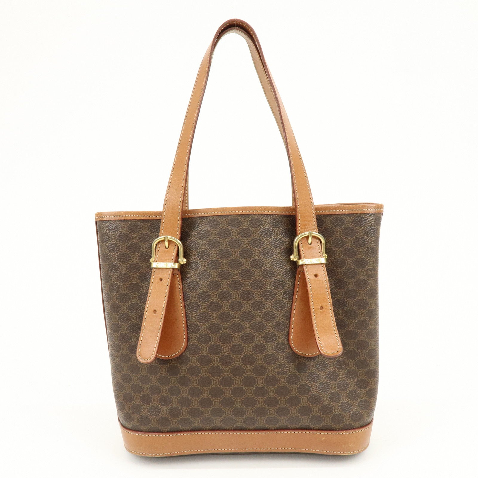 CELINE Macadam PVC Leather Tote Bag Shoulder Bag Brown