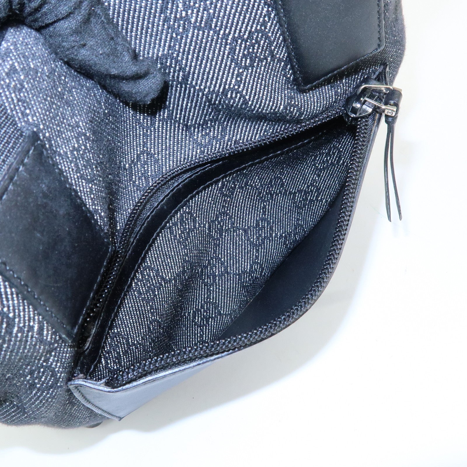 GUCCI GG Denim Leather Tote Bag Shoulder Bag Black 28893