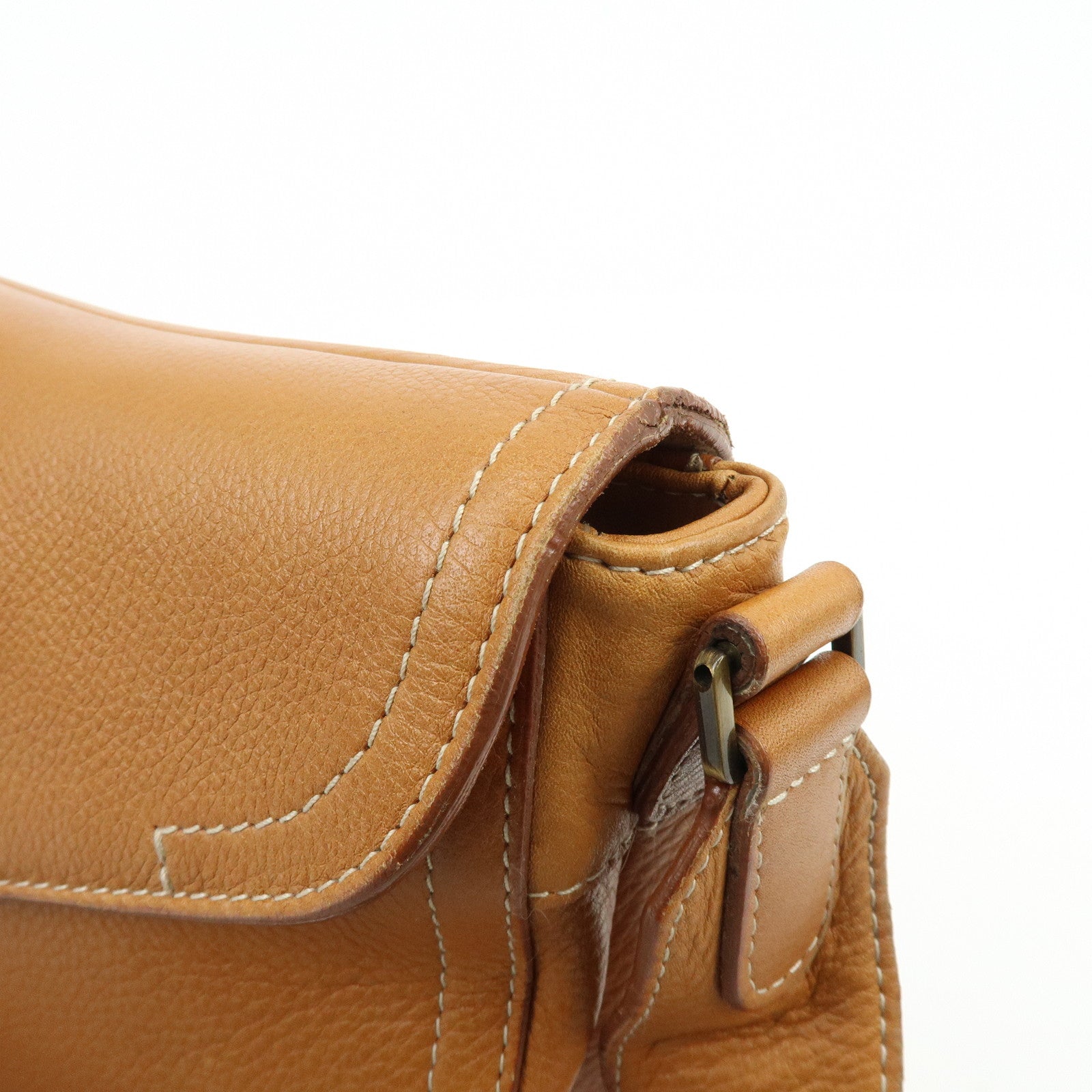 Christian Dior Saddle Leather Shoulder Bag Hand Bag Light Brown