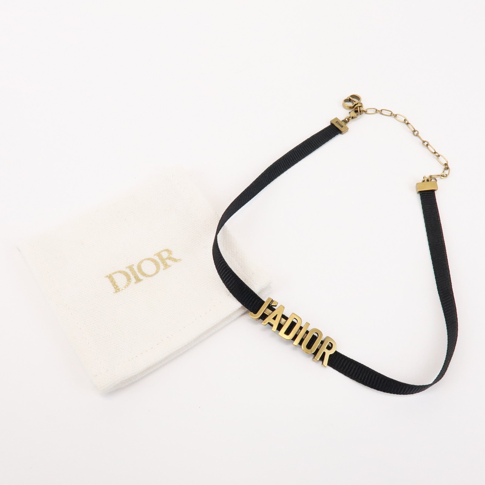 Christian Dior Metal Nylon J’ADIOR Necklace Choker Gold Black