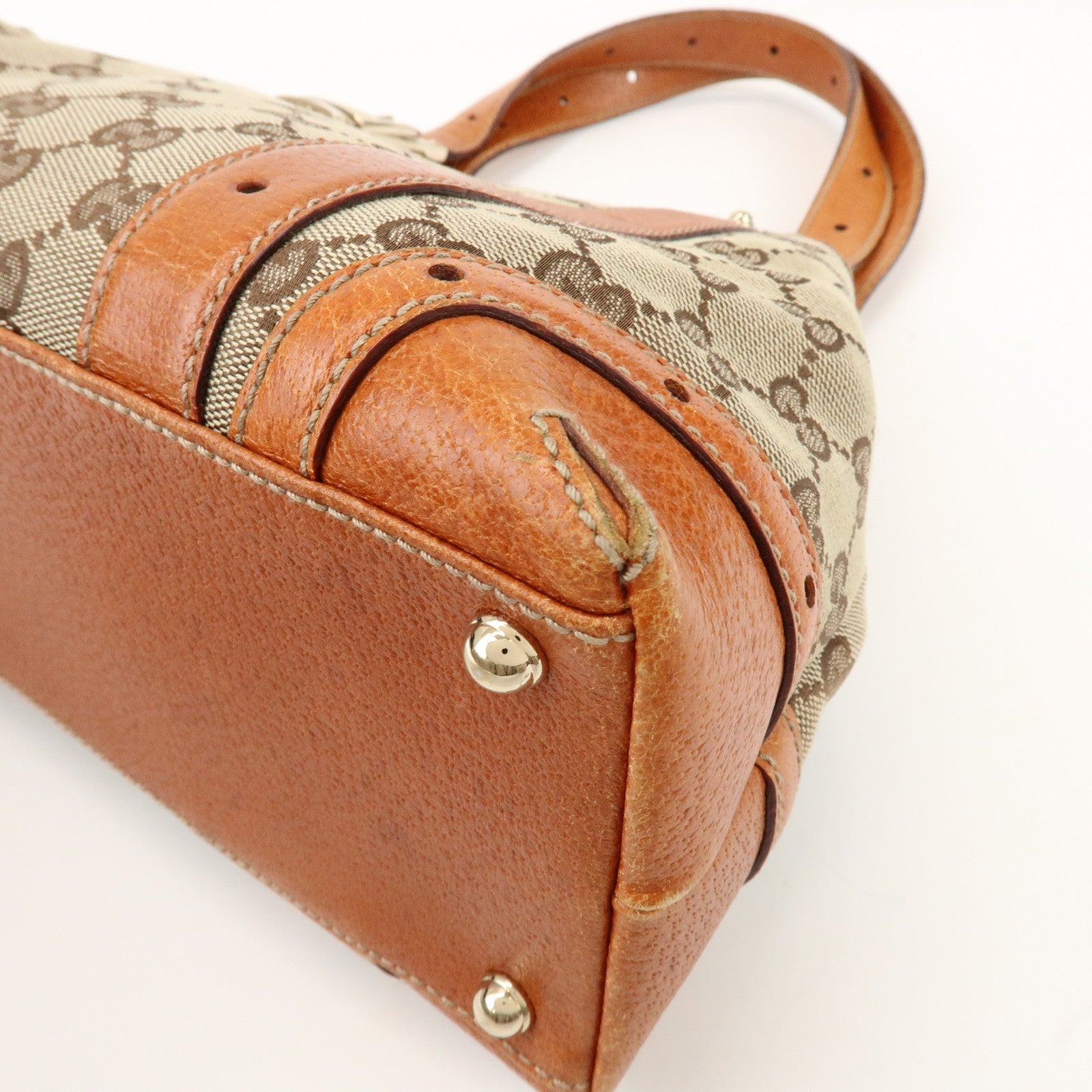 GUCCI GG Monogram Canvas Leather Shoulder Bag Brown 145761