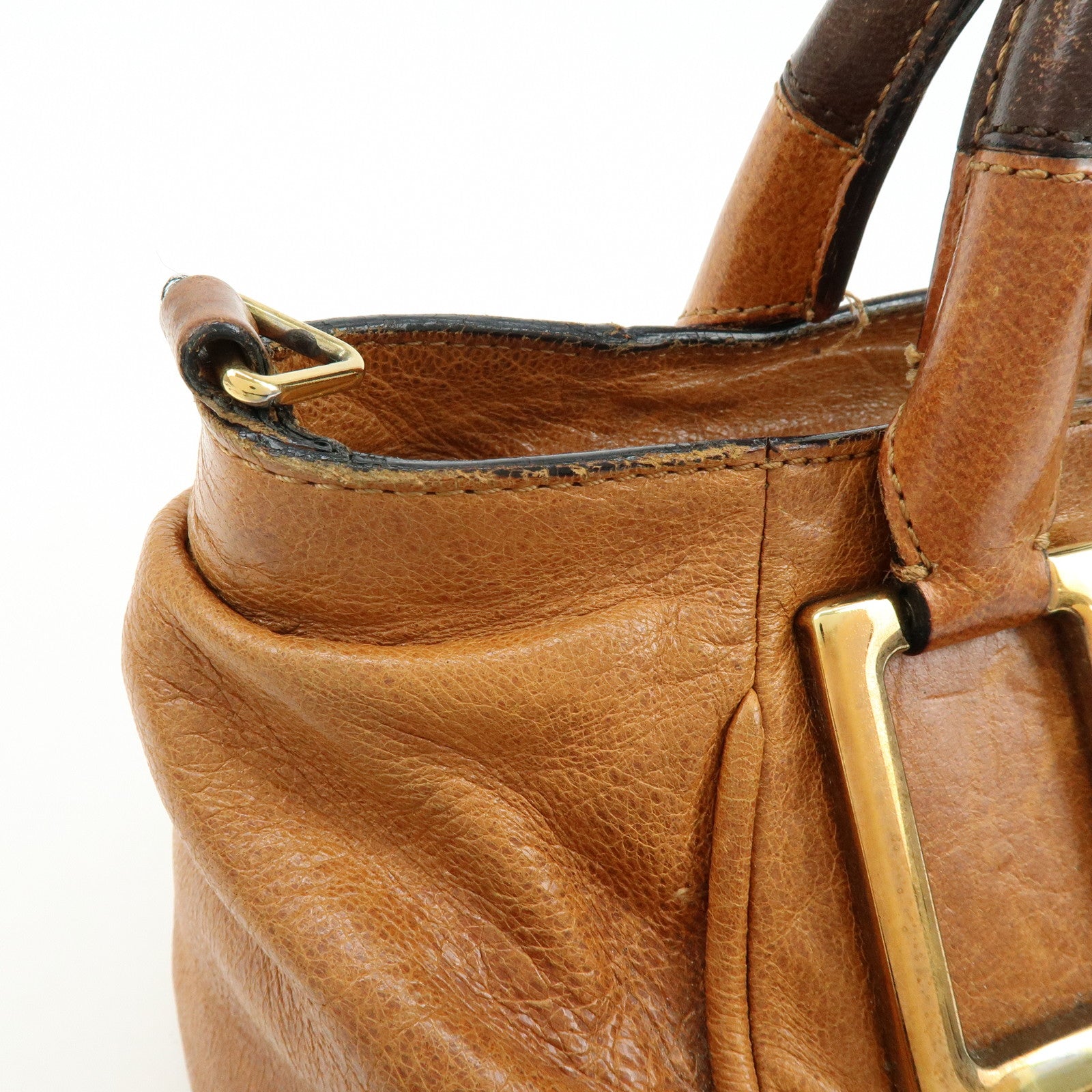 Chloe Ethel Leather 2Way Bag Shoulder Bag Hand Bag Brown