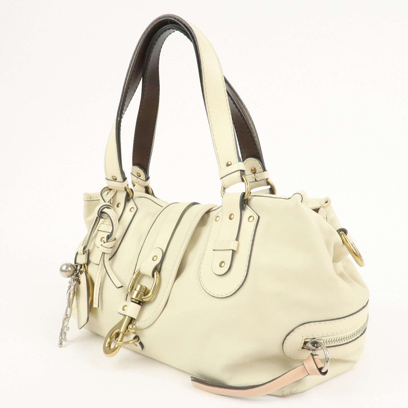 Chloe Kerala Leather Shoulder Bag Hand Bag Ivory Brown