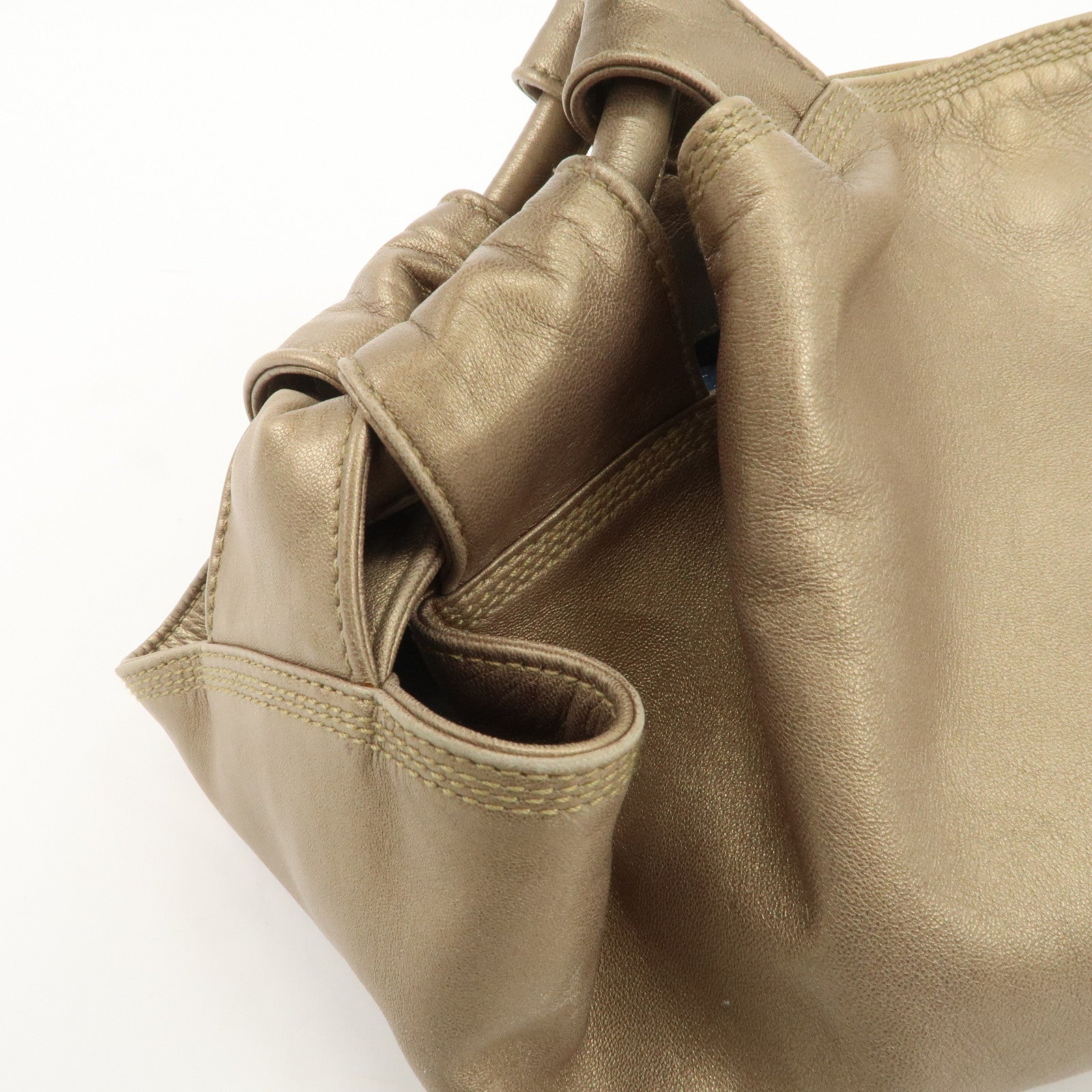 LOEWE Anagram Nappa Aire Leather Hand Bag Shoulder Bag Gold Used