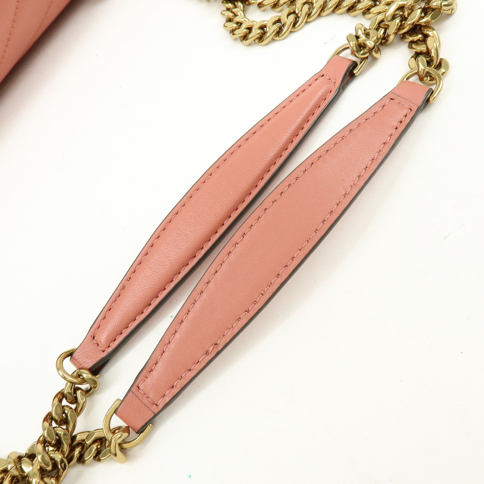 TORY BURCH Double T Kira Leather Chain Shoulder Bag Hand Bag Pink