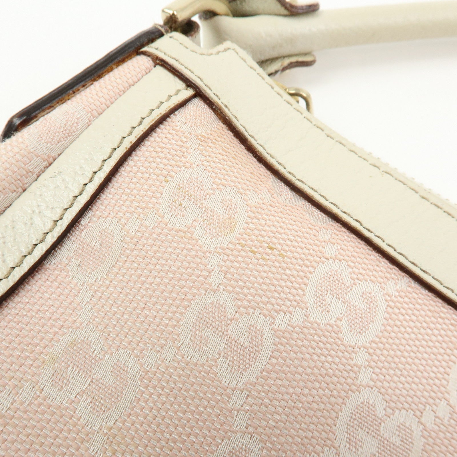 GUCCI GG Canvas Shoulder Bag Hand Bag Pink White 146244