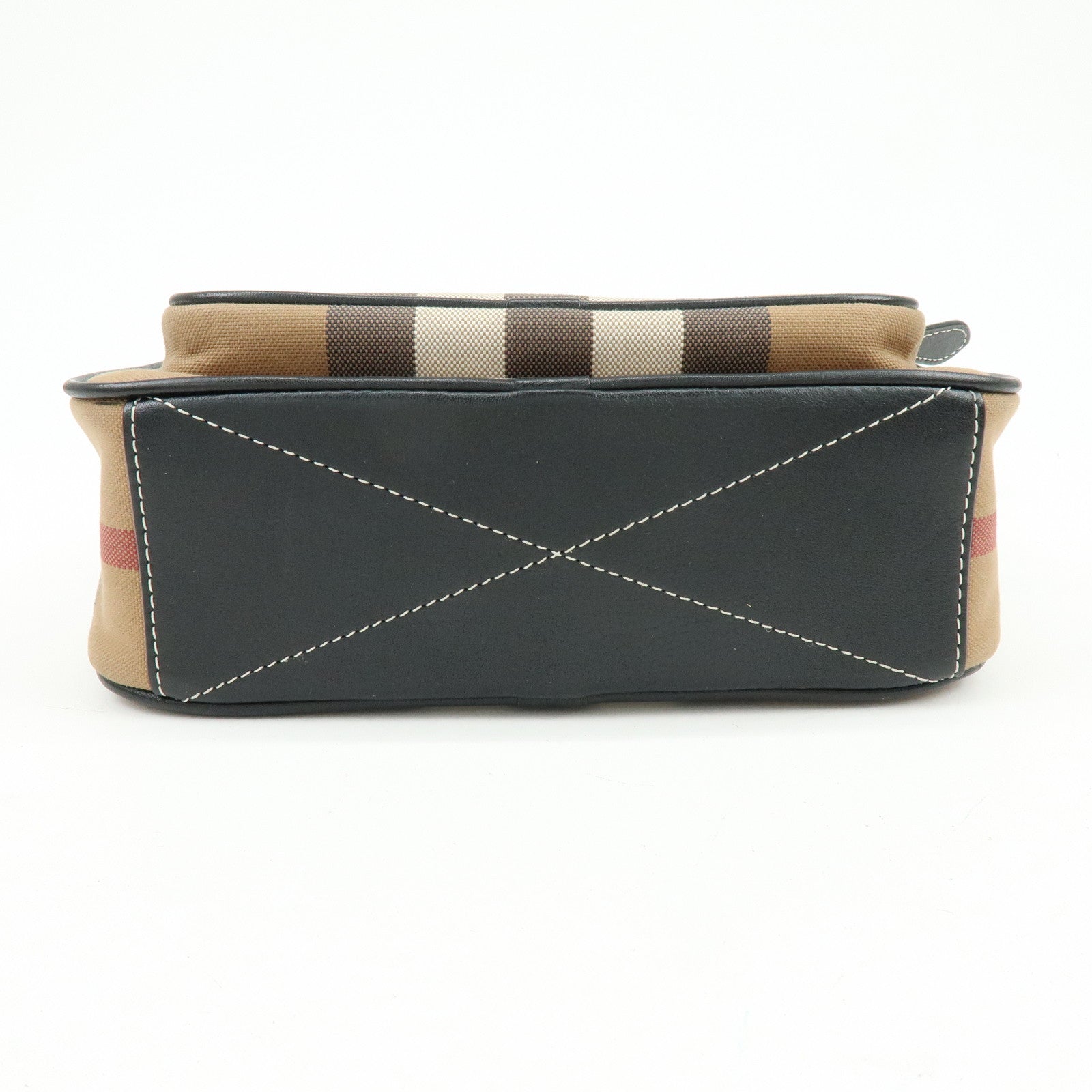BURBERRY Nova Plaid Canvas Leather Shoulder Crossbody Bag Beige