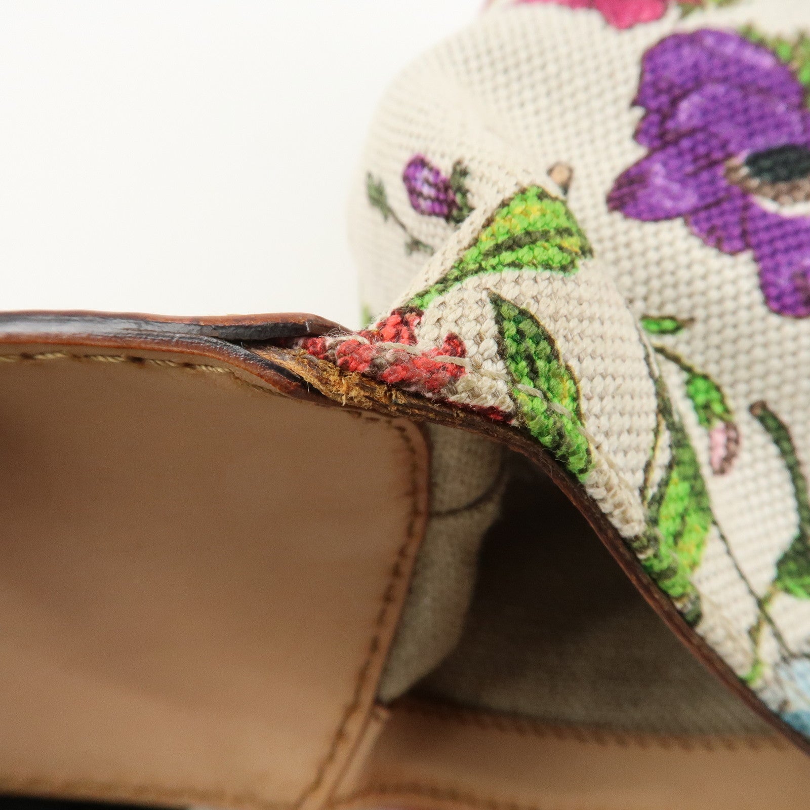 GUCCI New Jackie Flora Canvas Leather Shoulder Bag Multicolor Used