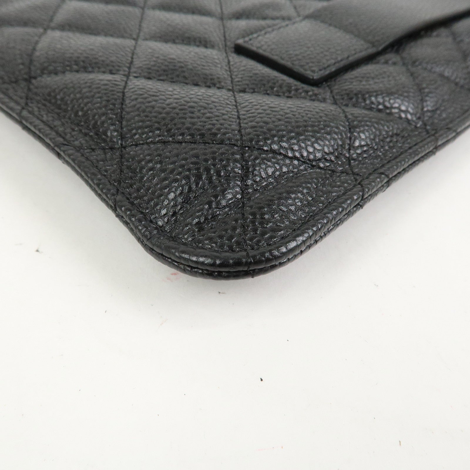 CHANEL COCO Mark Caviarskin Matelasse Clutch Bag Black A82388