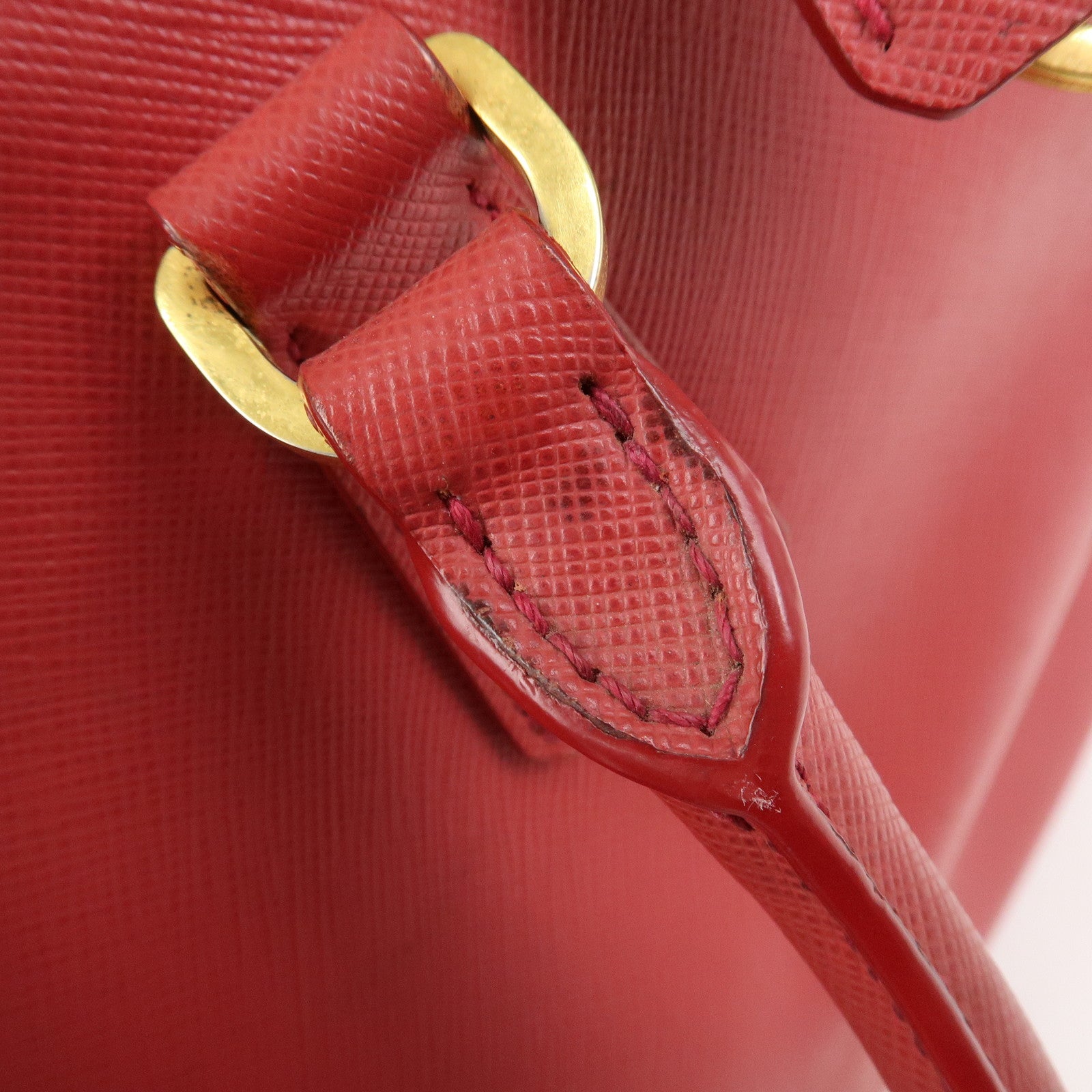 PRADA Triangle Logo Galleria Saffiano Leather 2Way Bag Red BN2274