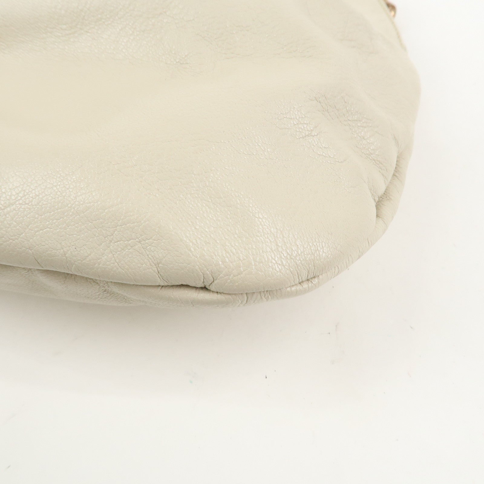 GUCCI Bamboo Leather Studs Shoulder Bag Hand Bag Ivory 124297