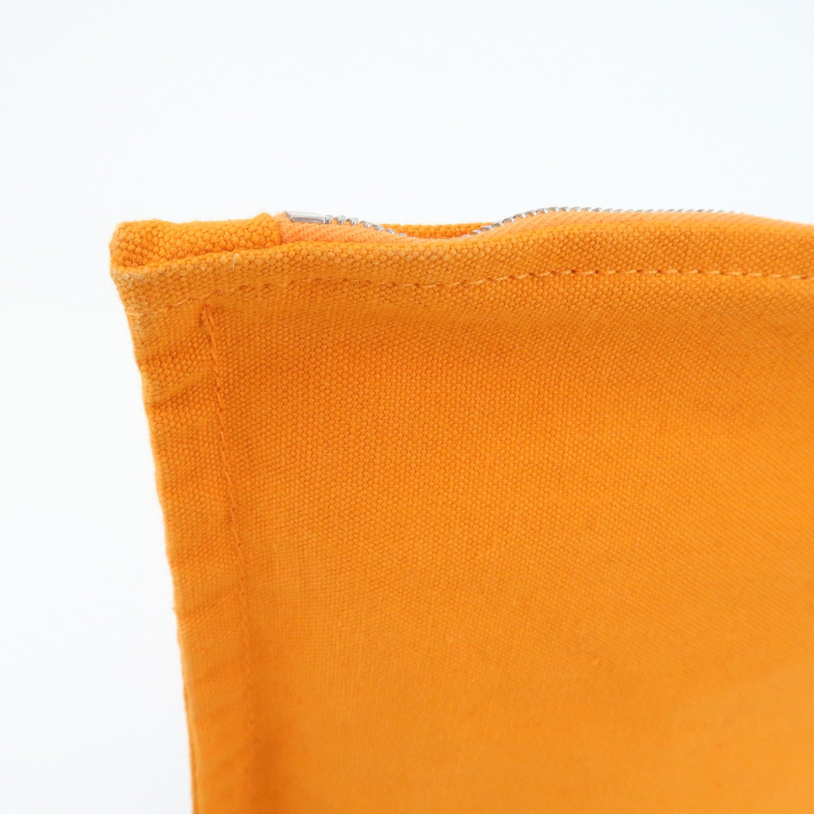 HERMES Cotton Leather Bora Bora GM Flat Pouch Fluorescent Orange