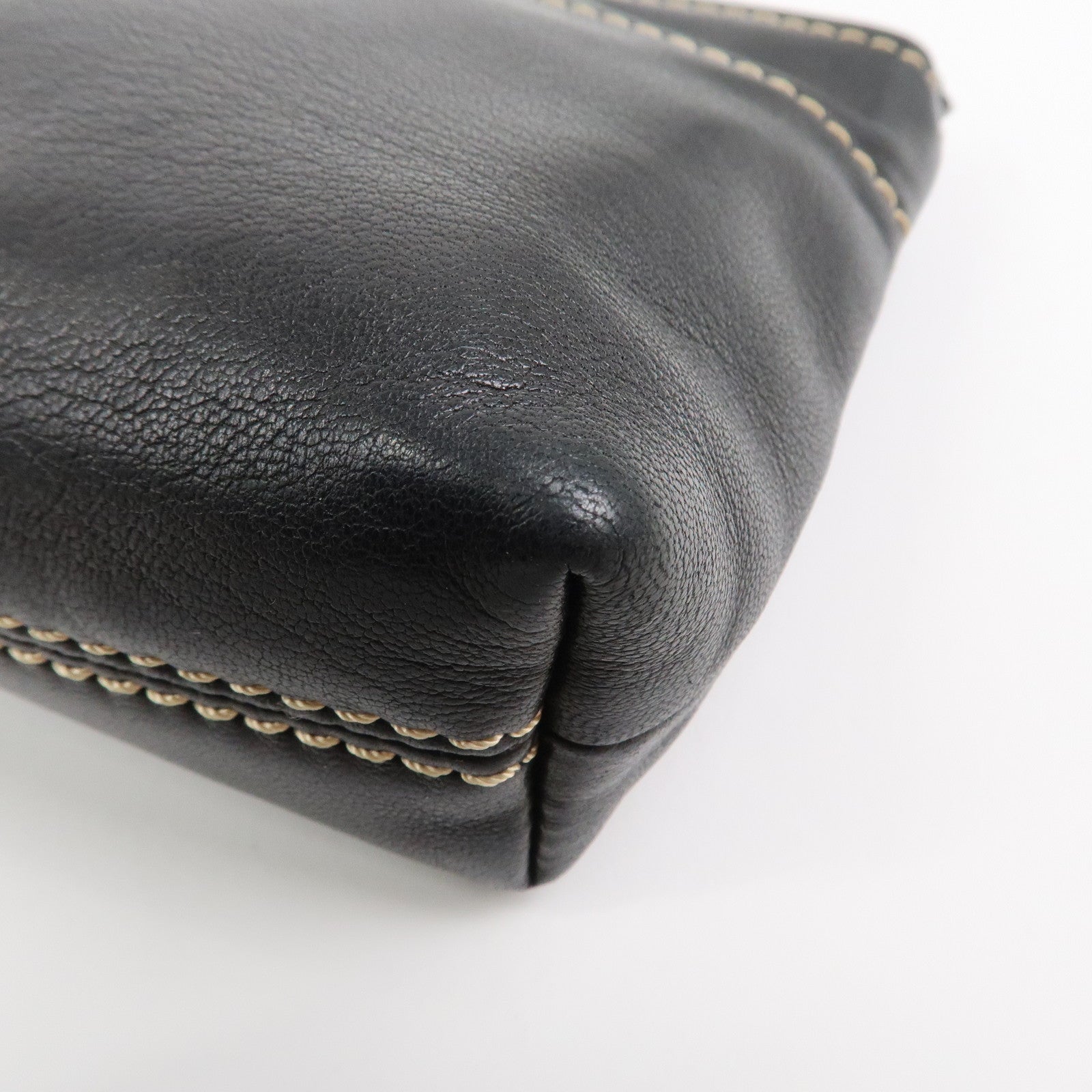 CHANEL Lambskin Chain Shoulder Bag Hand Bag Black Silver