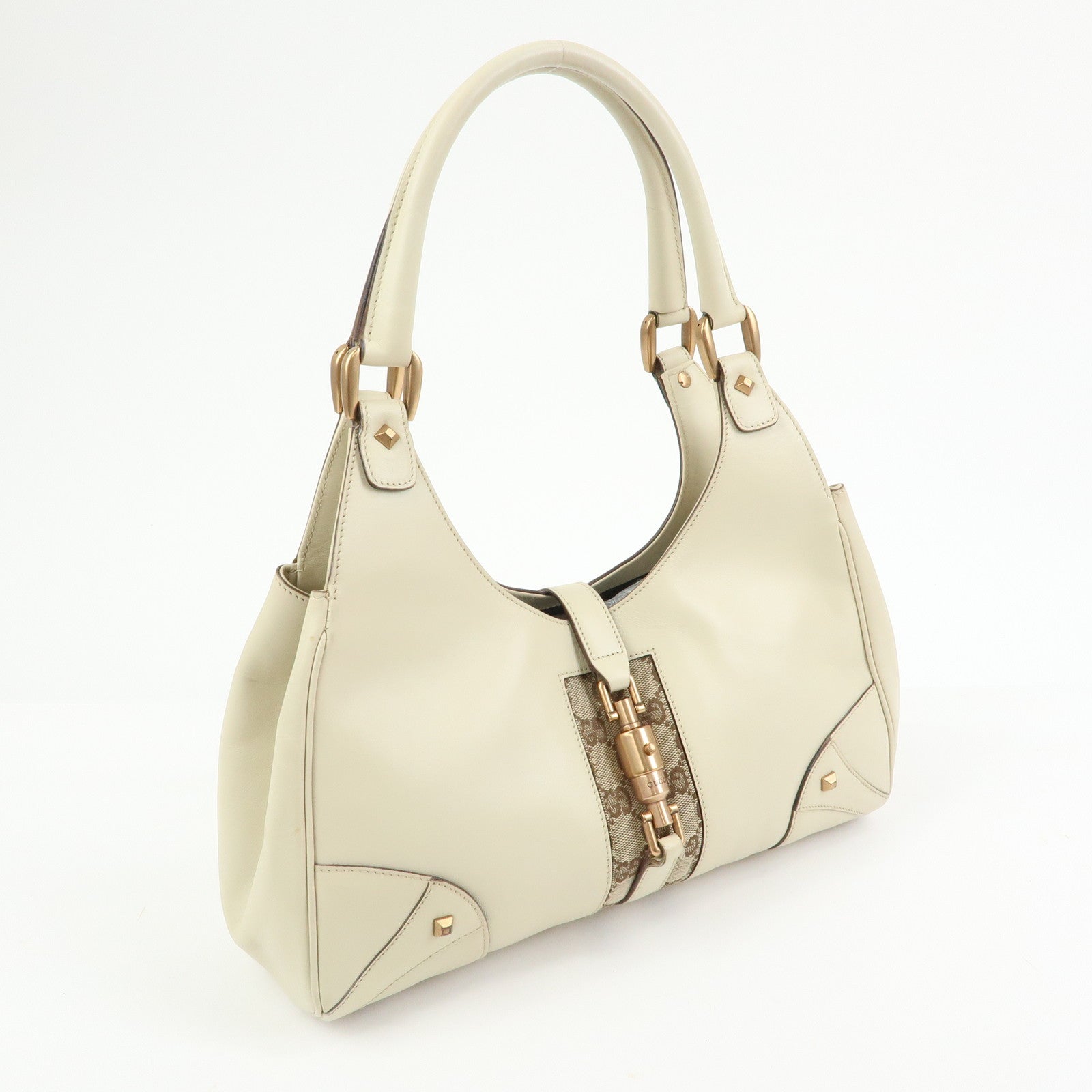 GUCCI New Jackie GG Canvas Leather Shoulder Bag Hand Bag 124407