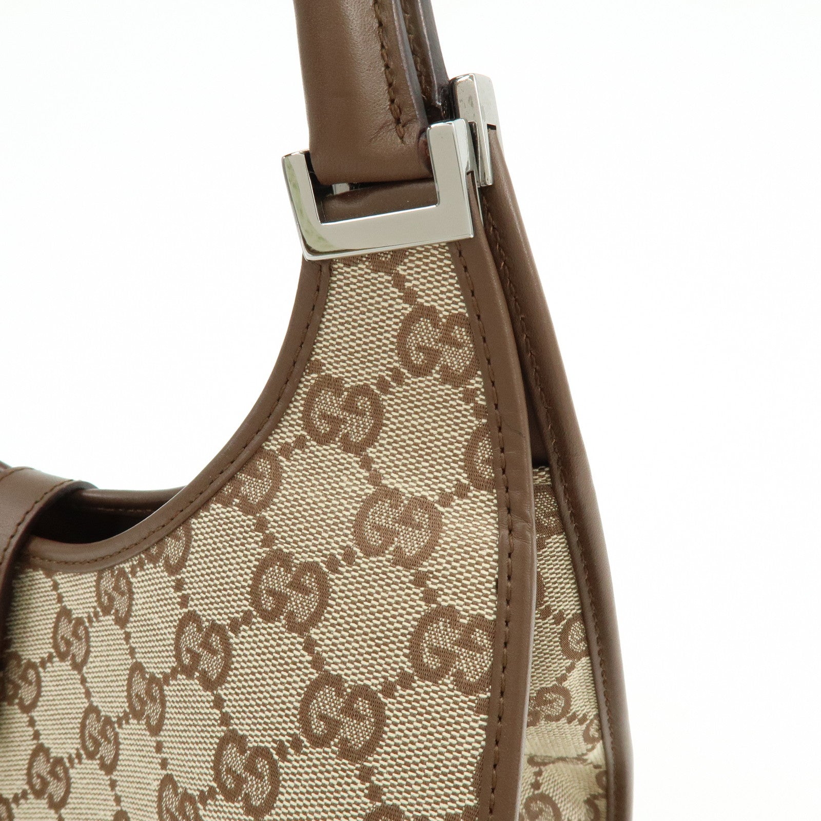 GUCCI Jackie GG Canvas Leather Shoulder Bag Hand Bag Brown 002.1067