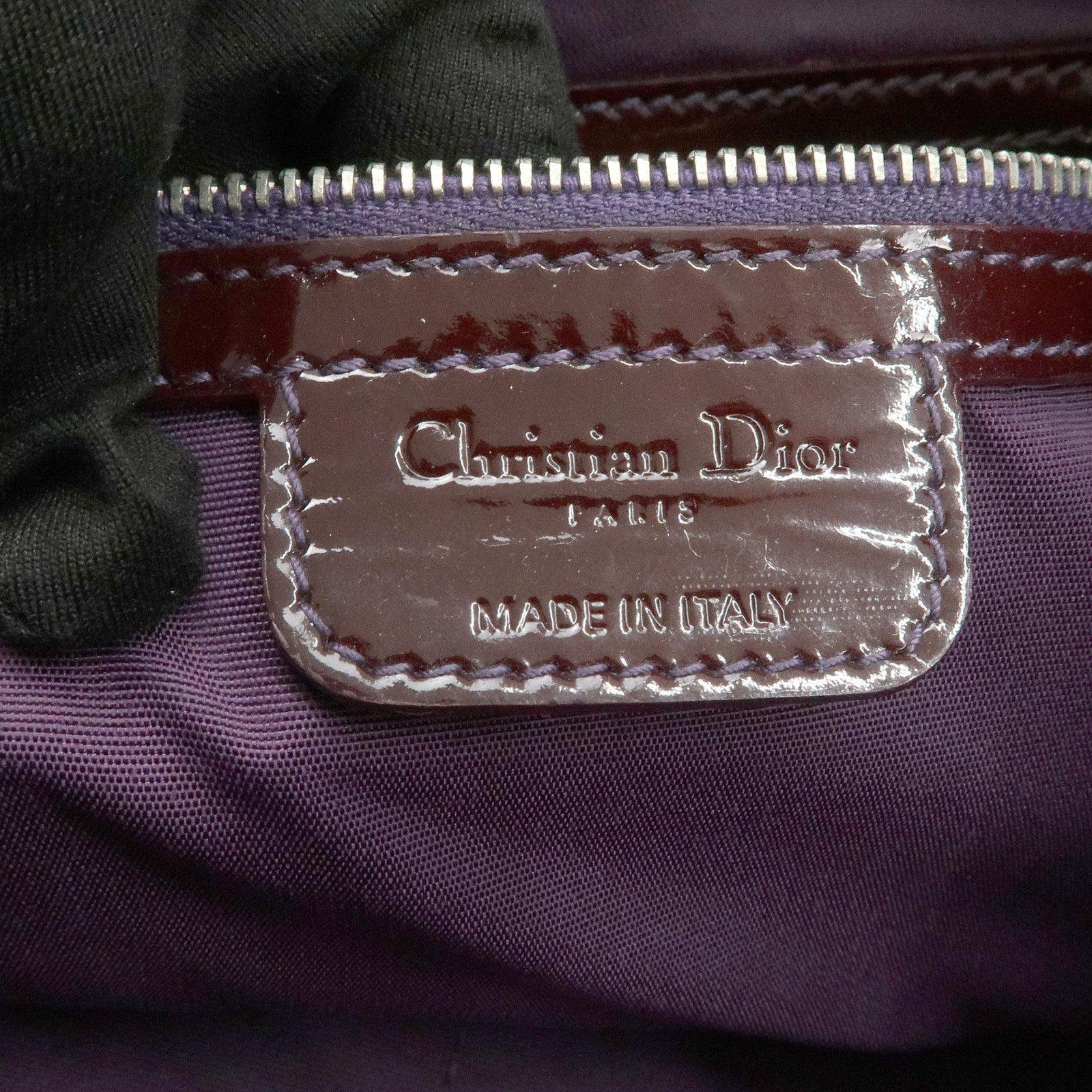 Christian Dior Embossed Leather Tote Bag Shoulder Bag Purple