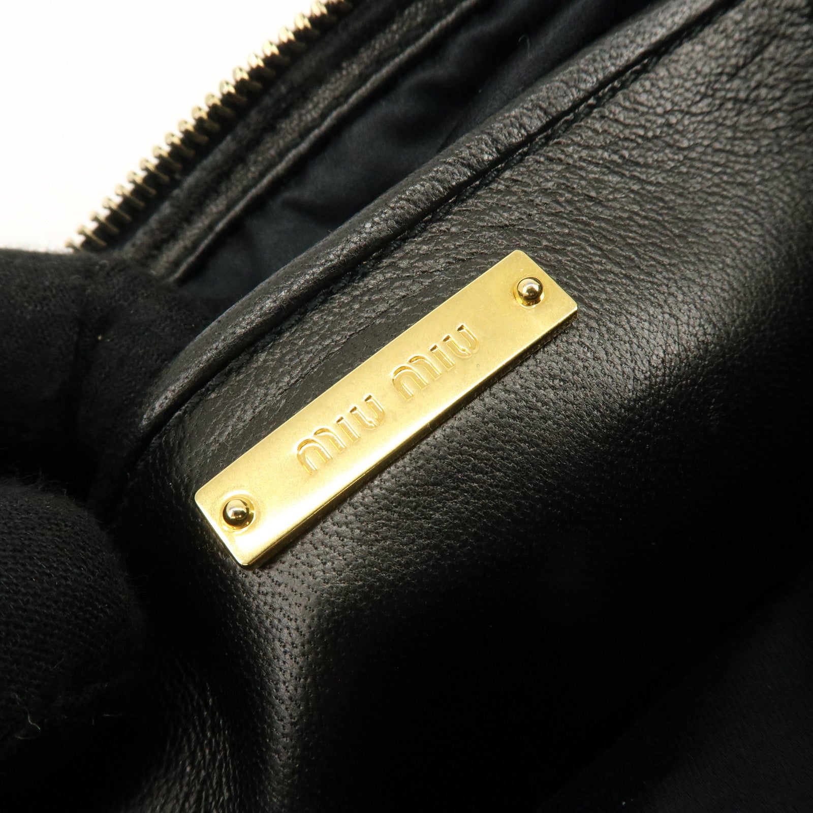 MIU MIU Matelasse Gathered Leather Shoulder Bag Crossbody Bag Black