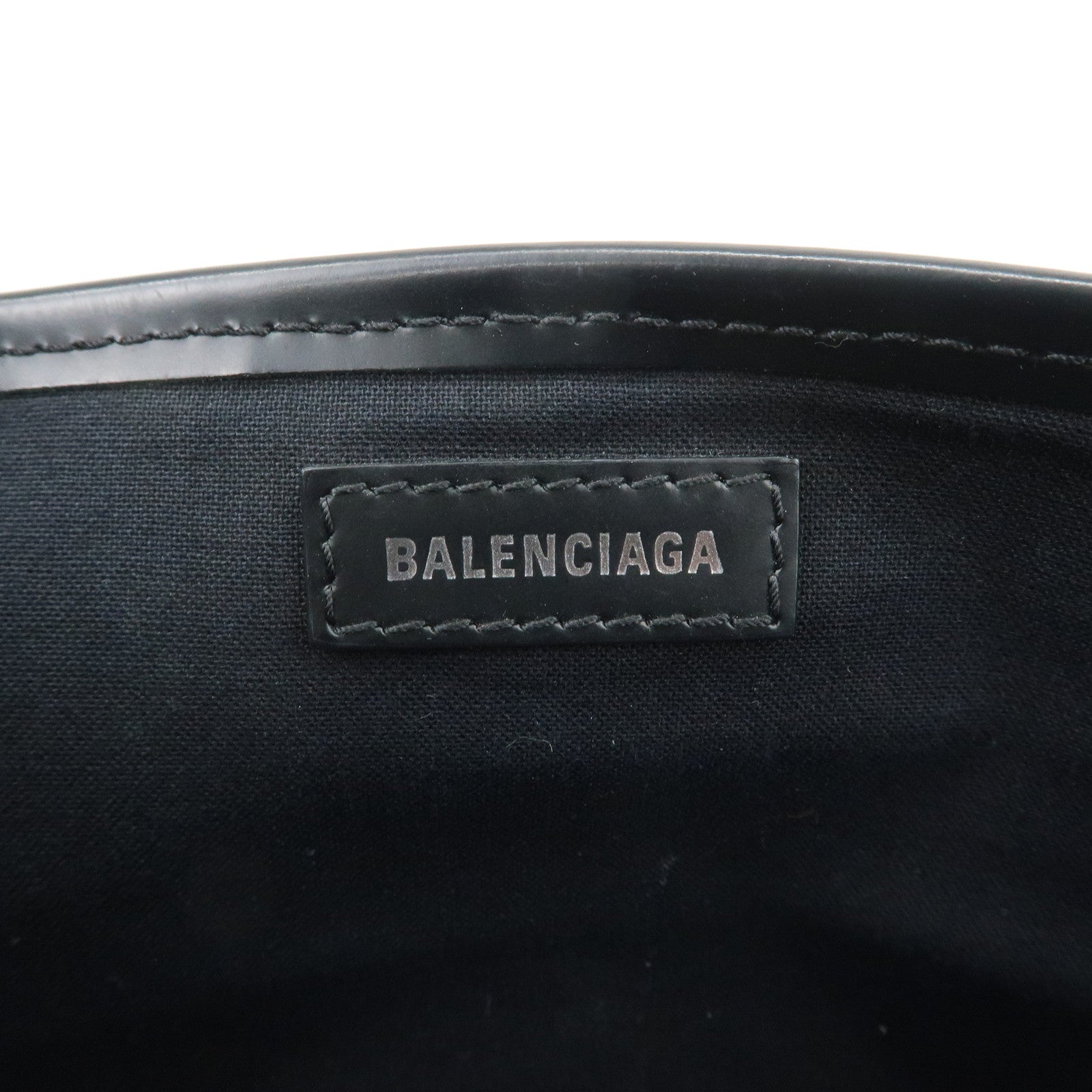 BALENCIAGA Navy Cabas XS Canvas Calf Skin 2Way Hand Bag 390346
