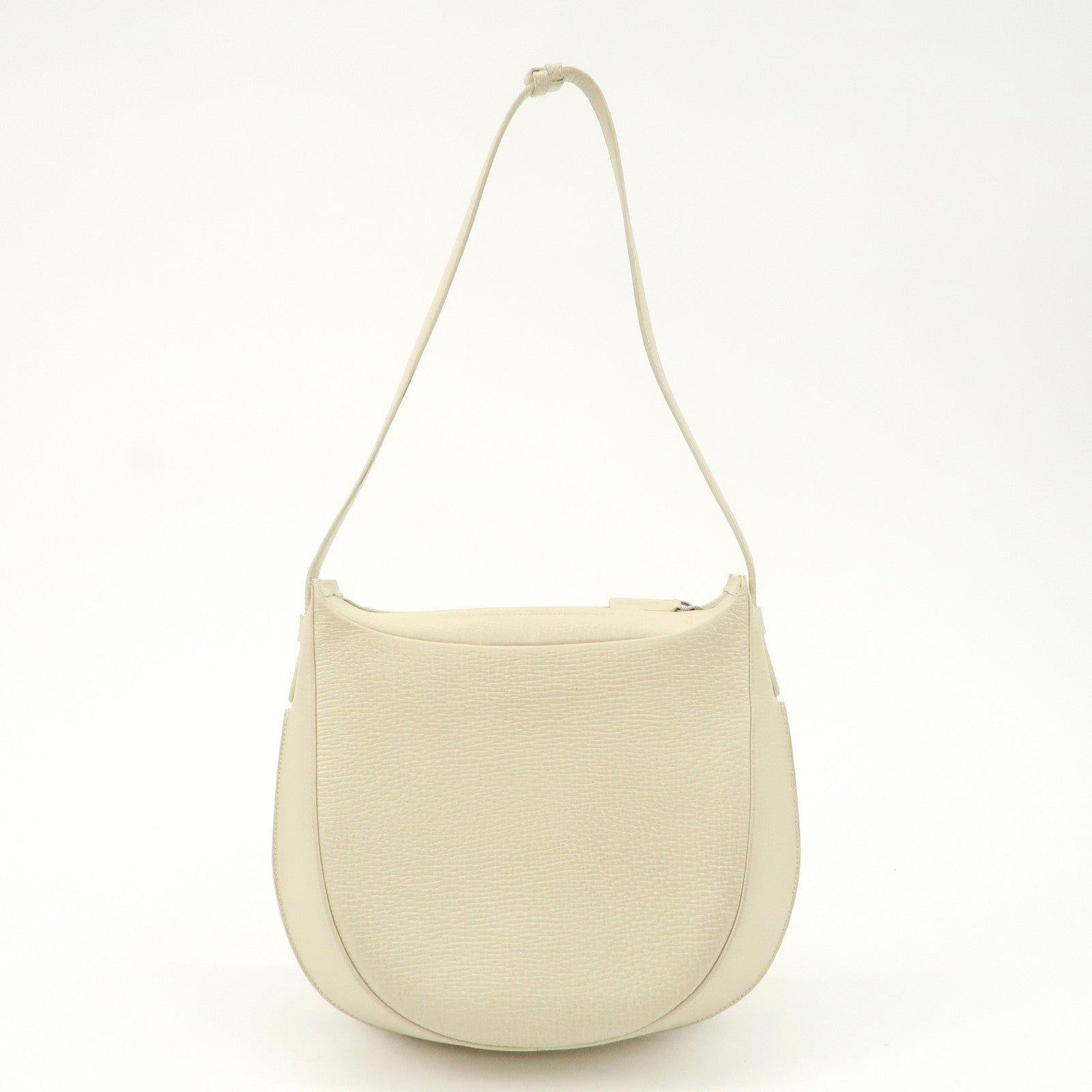 LOEWE Leather Shoulder Bag Ivory Silver Hardware Used