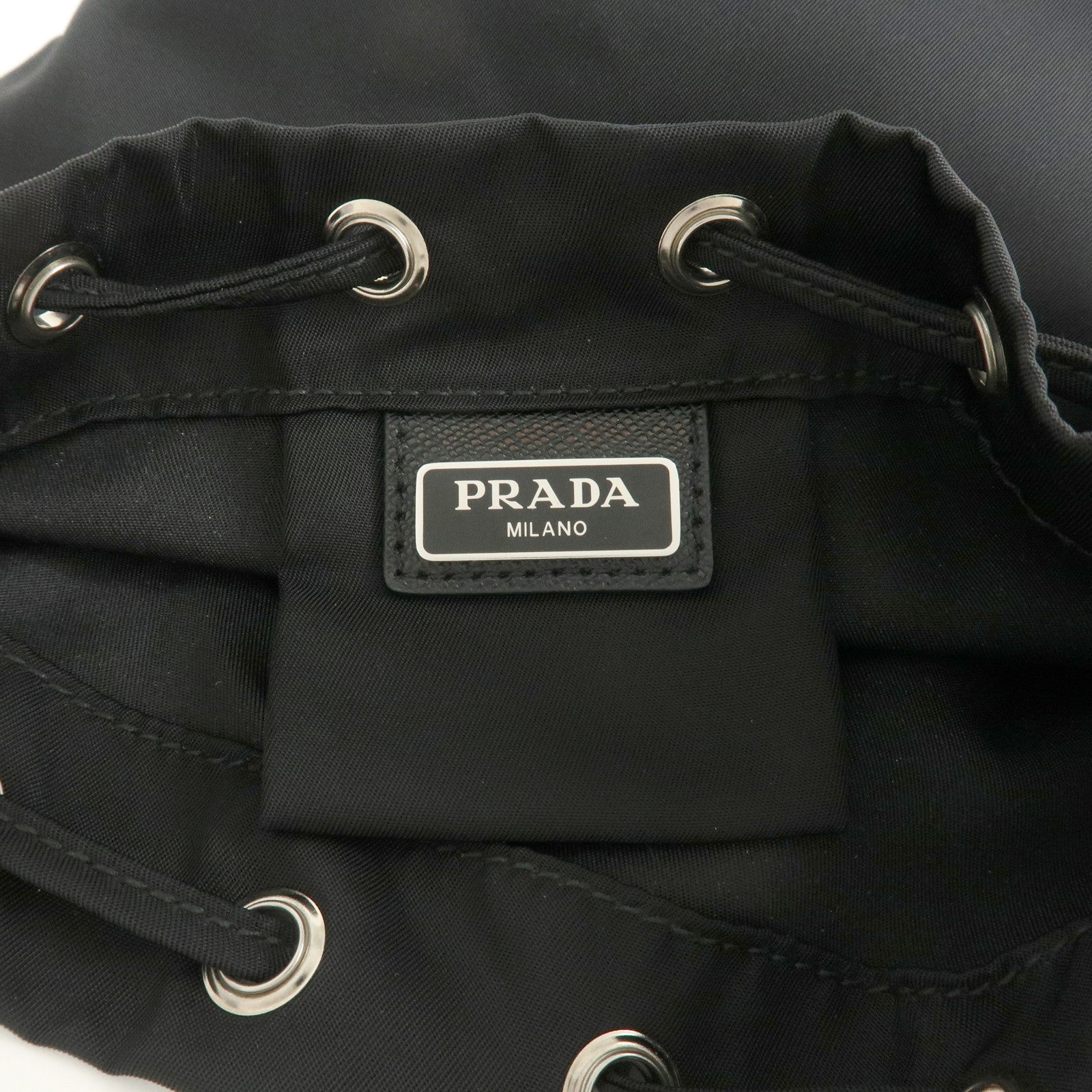 PRADA Nylon Saffiano Leather Cosmetic Makeup Pouch Black 1NA369