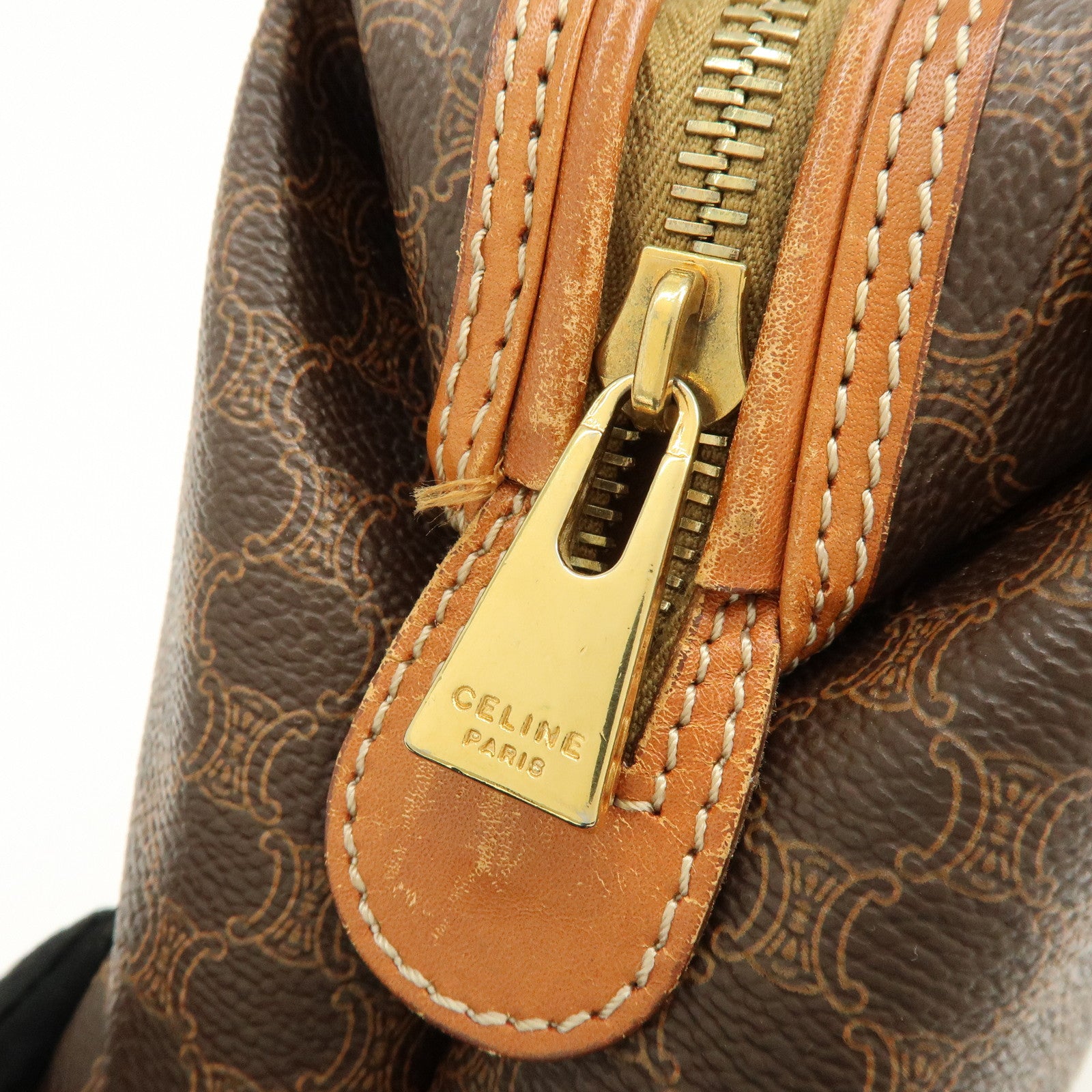 CELINE Macadam PVC Leather Pouch Cosmetic Pouch Brown