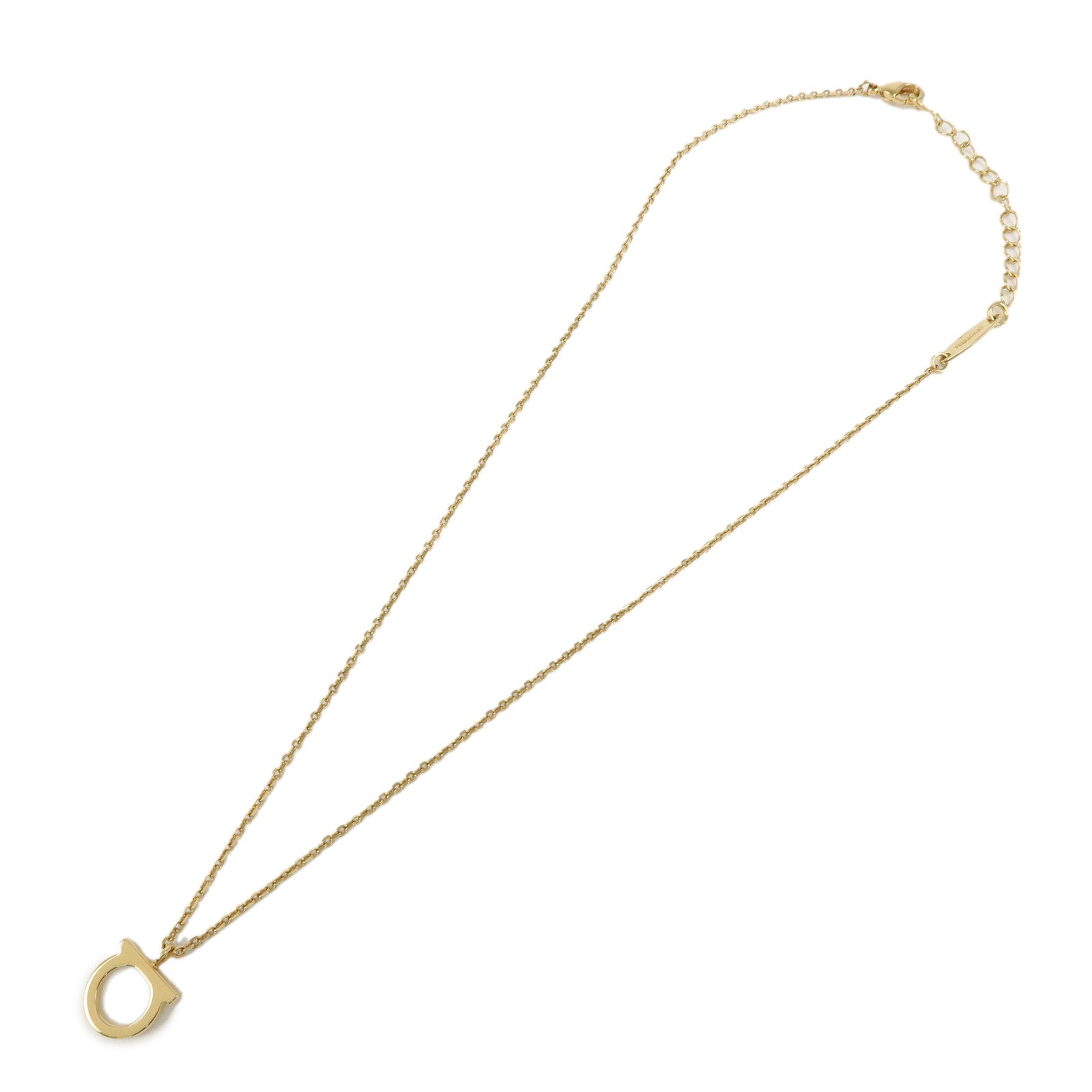 Ferragamo Gancini Logo Metal Necklace Gold