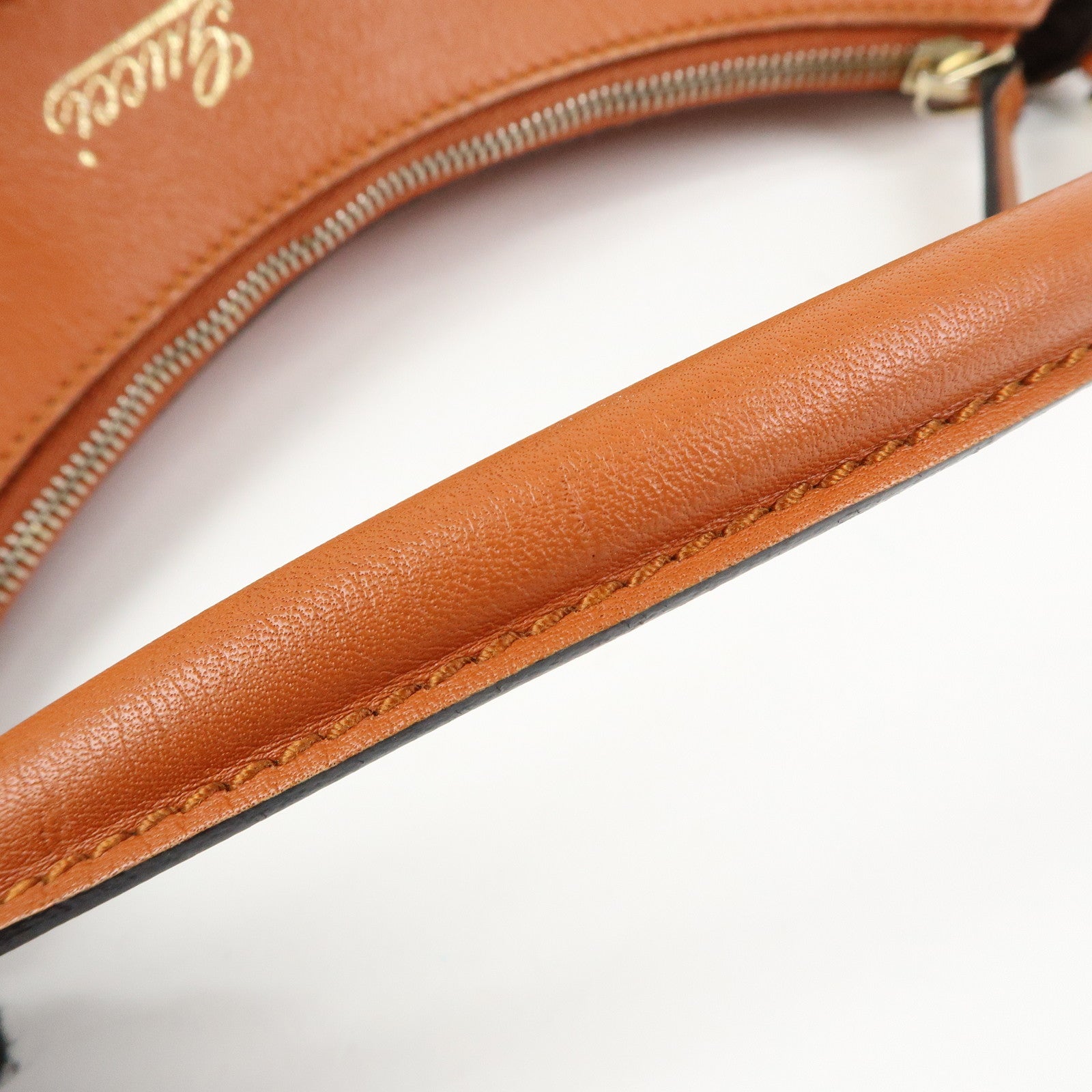 GUCCI Abbey GG Canvas Leather Shoulder Bag Beige Orange 189833