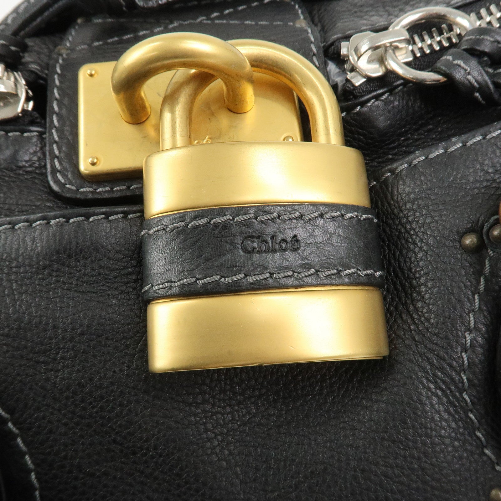 Chloe Paddington Medium Leather Shoulder Bag Hand Bag Black