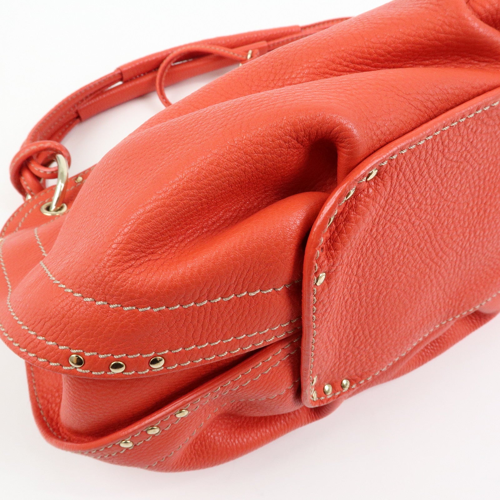 CELINE Bittersweet Leather Shoulder Bag Hand Bag Tote Bag Red