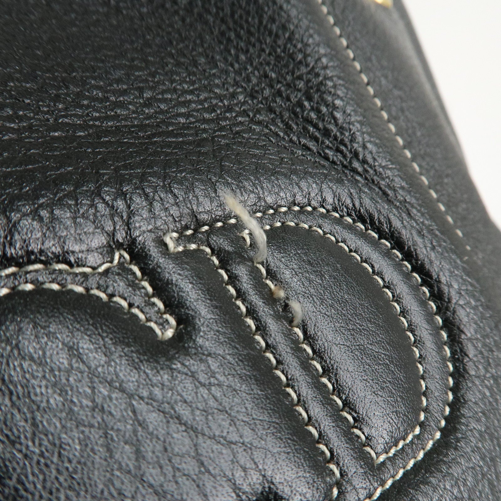 Christian Dior Leather CD Logo Drawstring Shoulder Bag Black Used