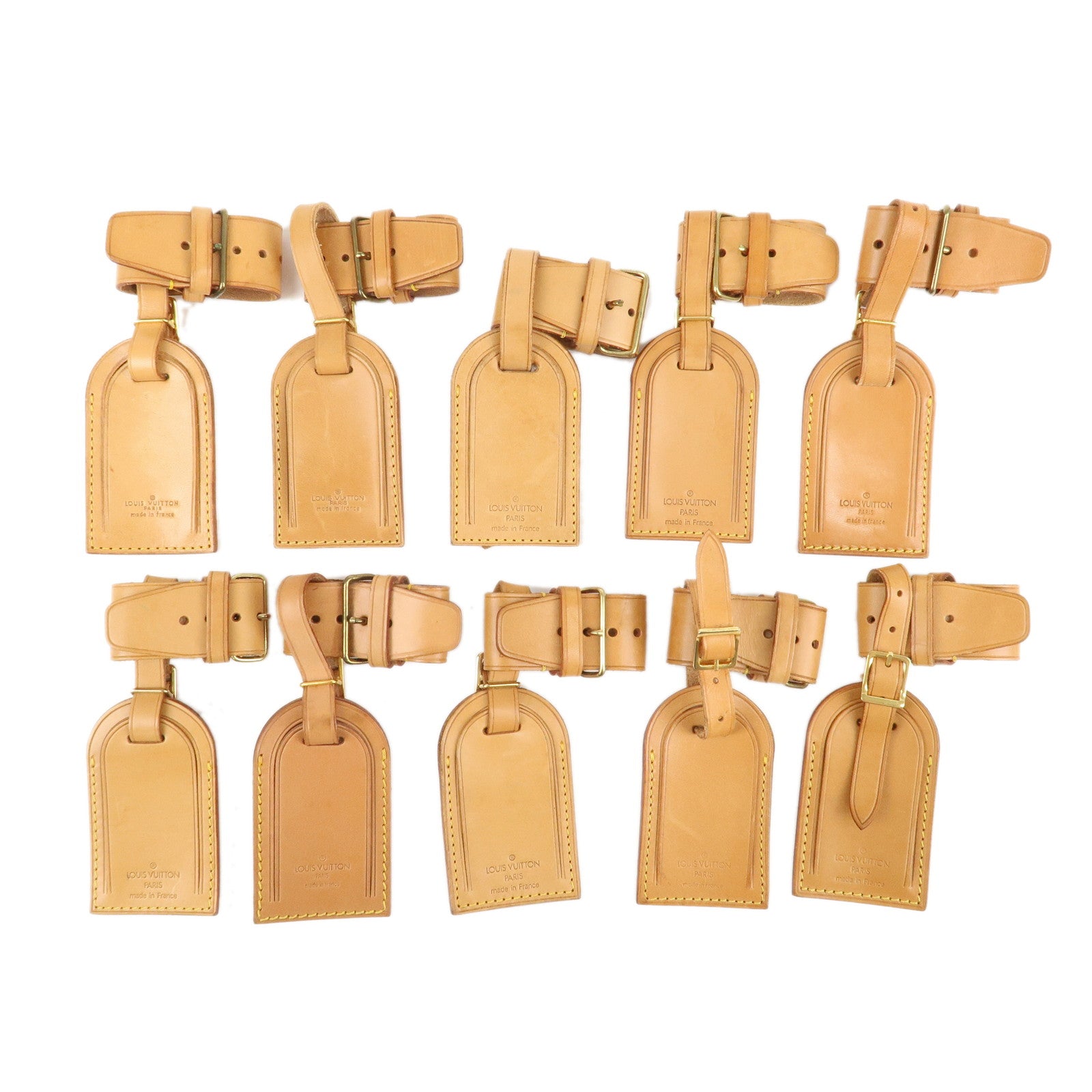 Louis Vuitton Set of 10 Nume Leather Name Tag & Poignet Natural Beige Used