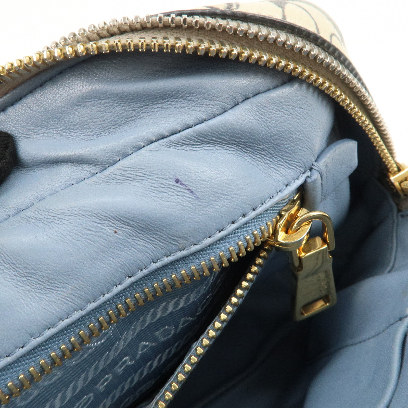 PRADA Triangle Logo Leather 2Way Hand Shoulder Bag Rabbit 1BB113