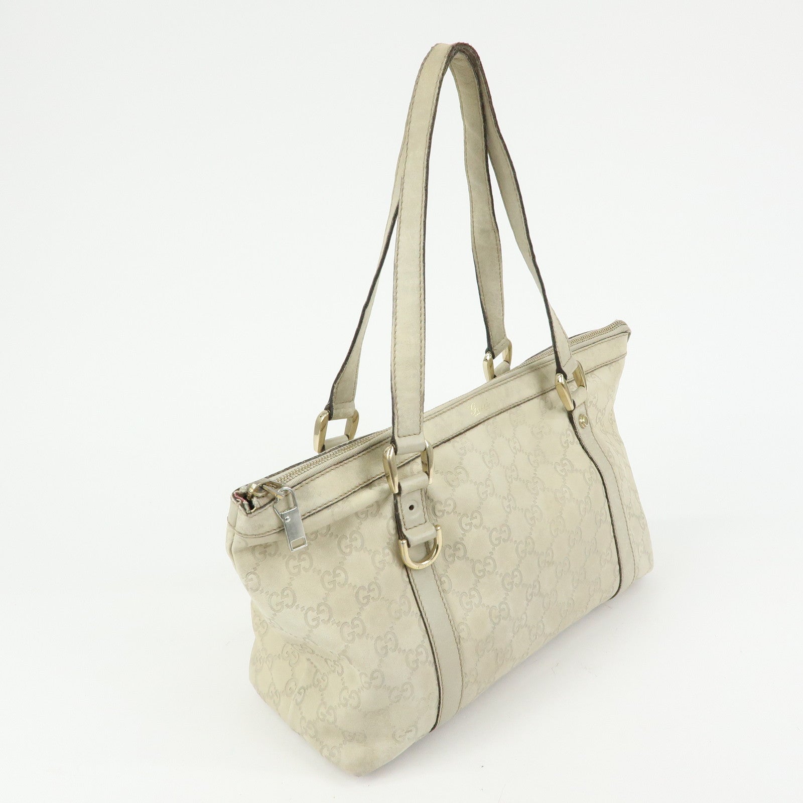 GUCCI Abbey GG Canvas Tote Bag Shoulder Bag White 141470