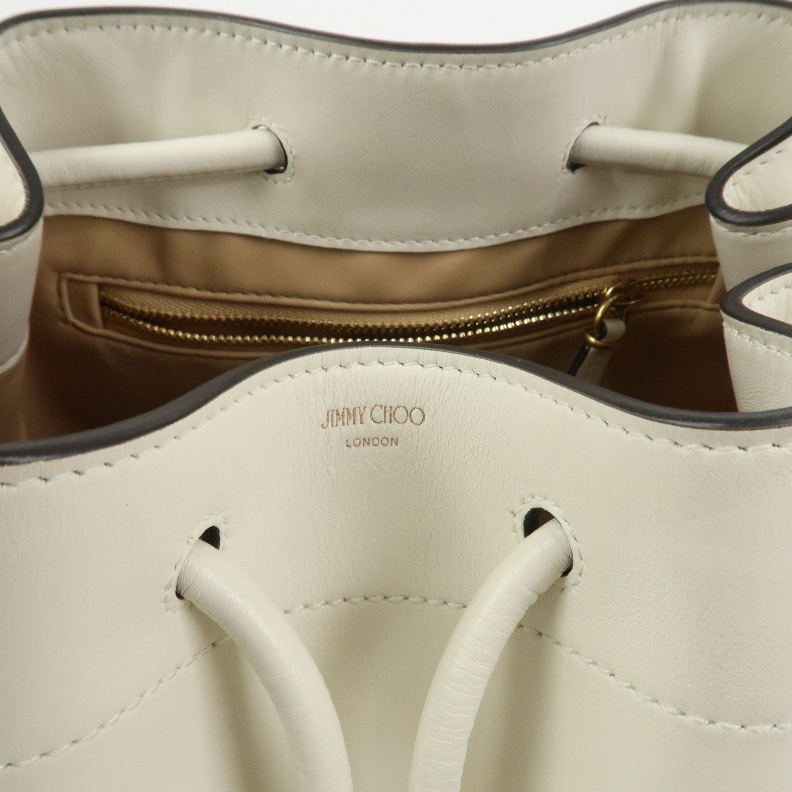 JIMMY CHOO Cinch Calf Leather Medium 2Way Hand Shoulder Bag Ivory