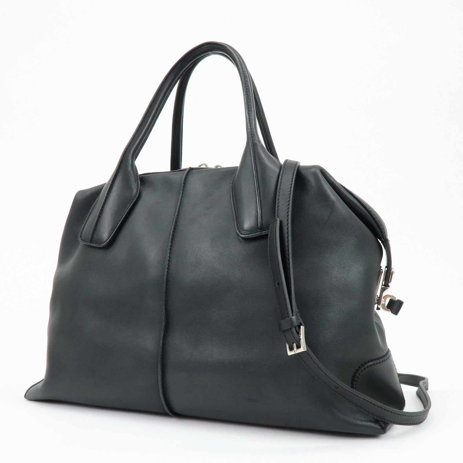 TOD'S D-Styling Leather 2Way Bag Bauletto Bag Shoulder Bag Black