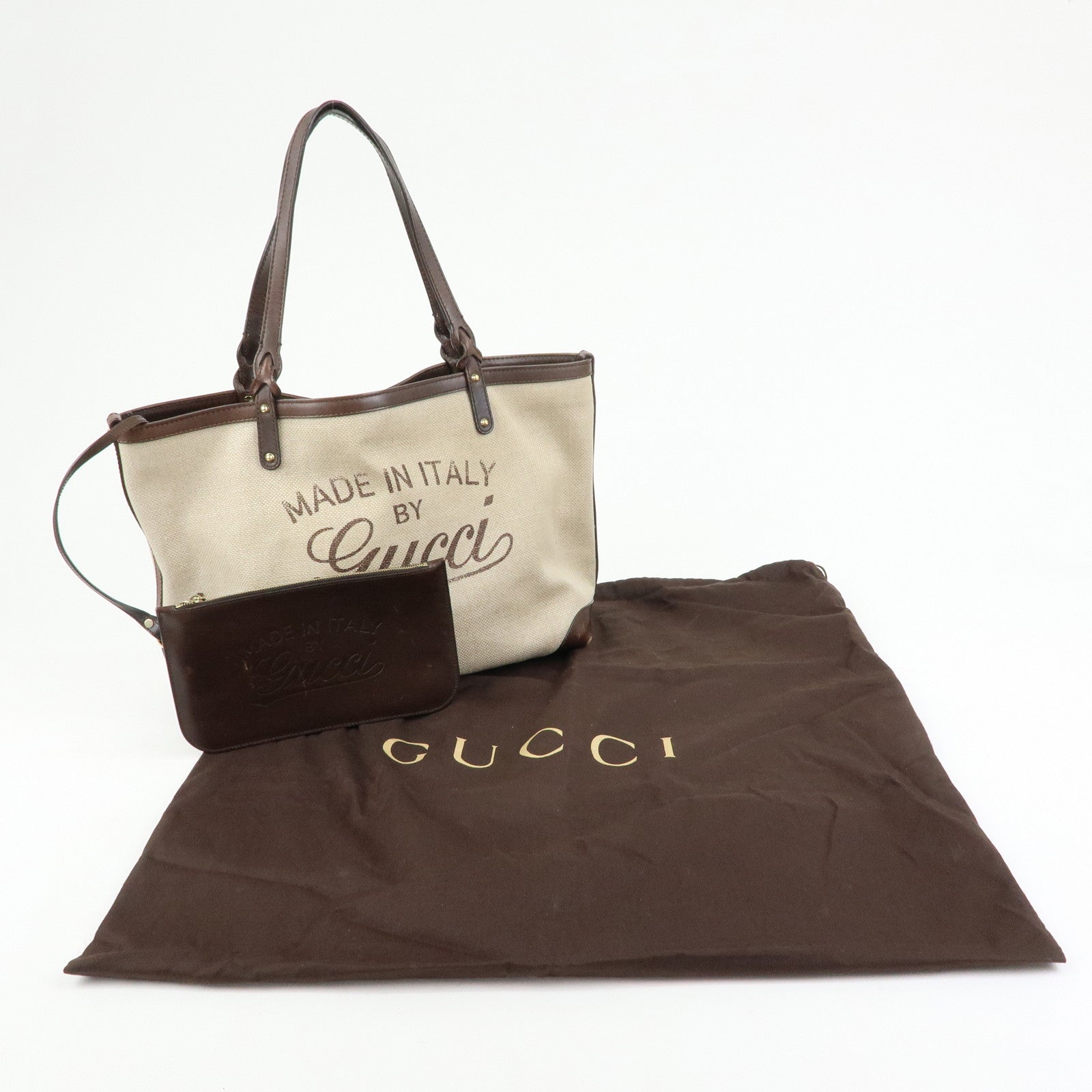 GUCCI Gucci Craft GG Canvas Leather Tote Bag Beige Brown 247209