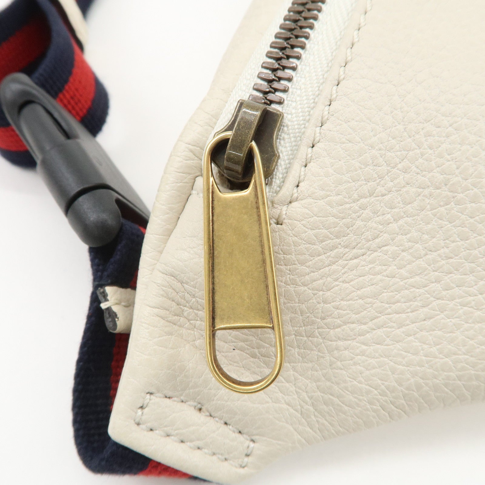 GUCCI Sherry Leather Canvas Waist Bag Crossbody Bag Ivory 527792