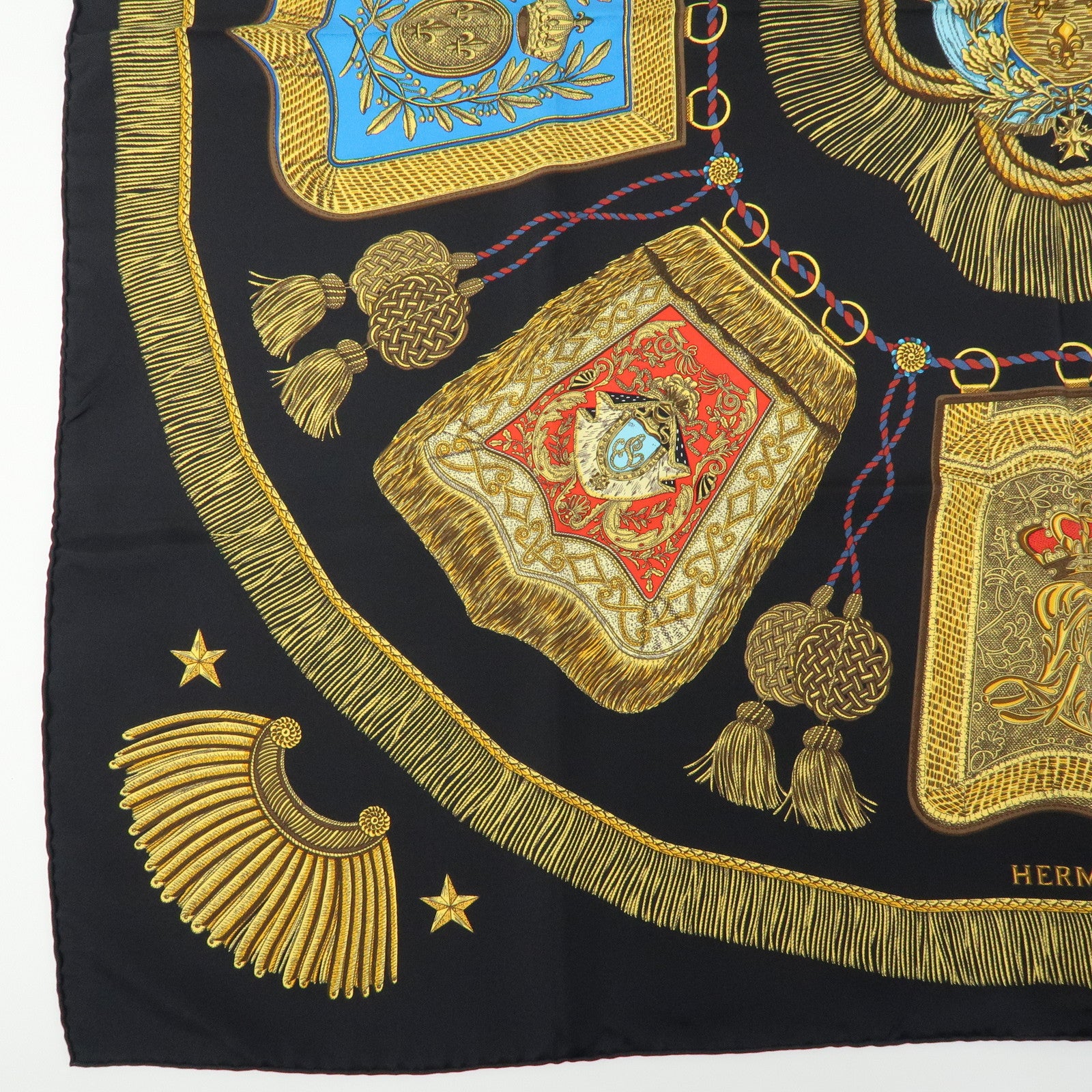 HERMES Carre 90 Silk 100% Scarf Poste et Cavalerie Navy