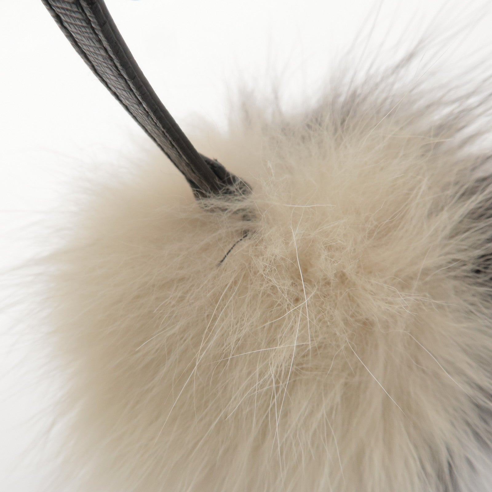 FENDI Fur Leather Bag Charm Key Chain Black White