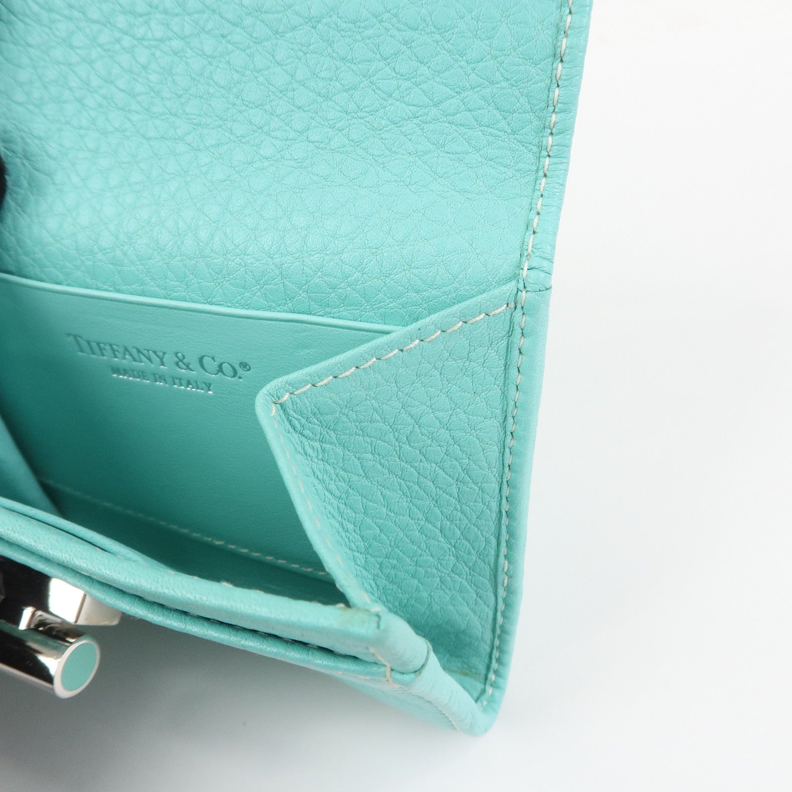 Tiffany & Co Leather Compact Bi-fold Wallet Tiffany Light Blue