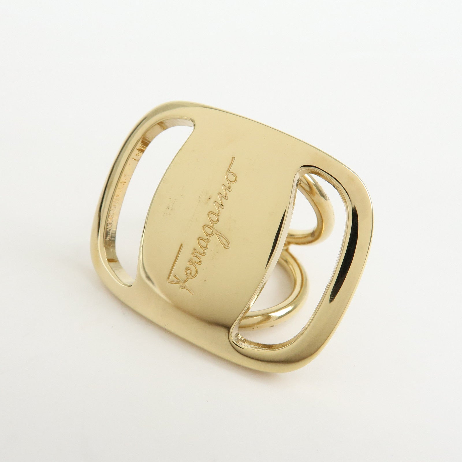 Ferragamo Set of 2 Vara Ribbon Metal Canvas Hair Clip Scarf Ring